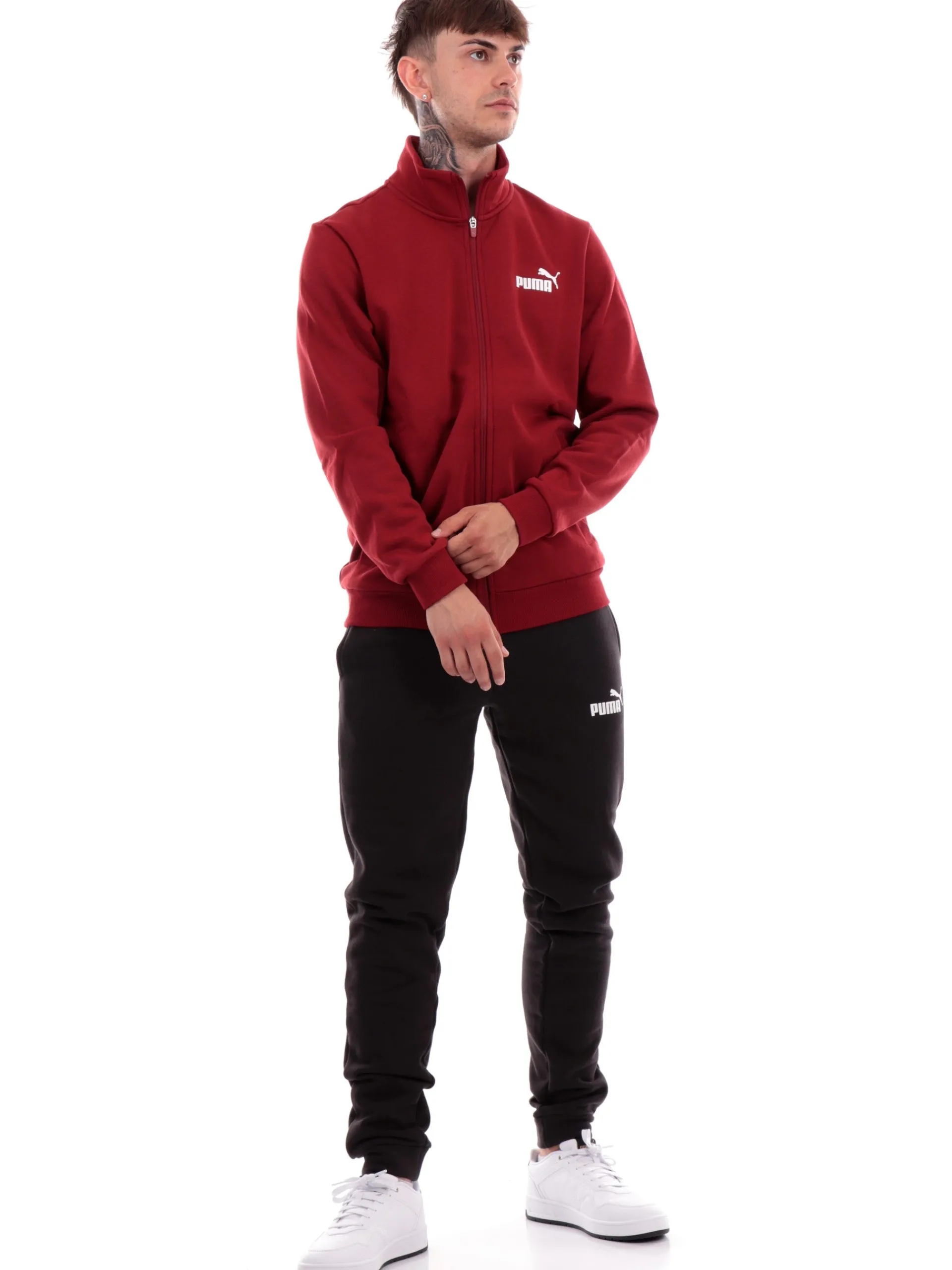 PUMA Tute*Tuta da uomo rossa e nera full zip 585841