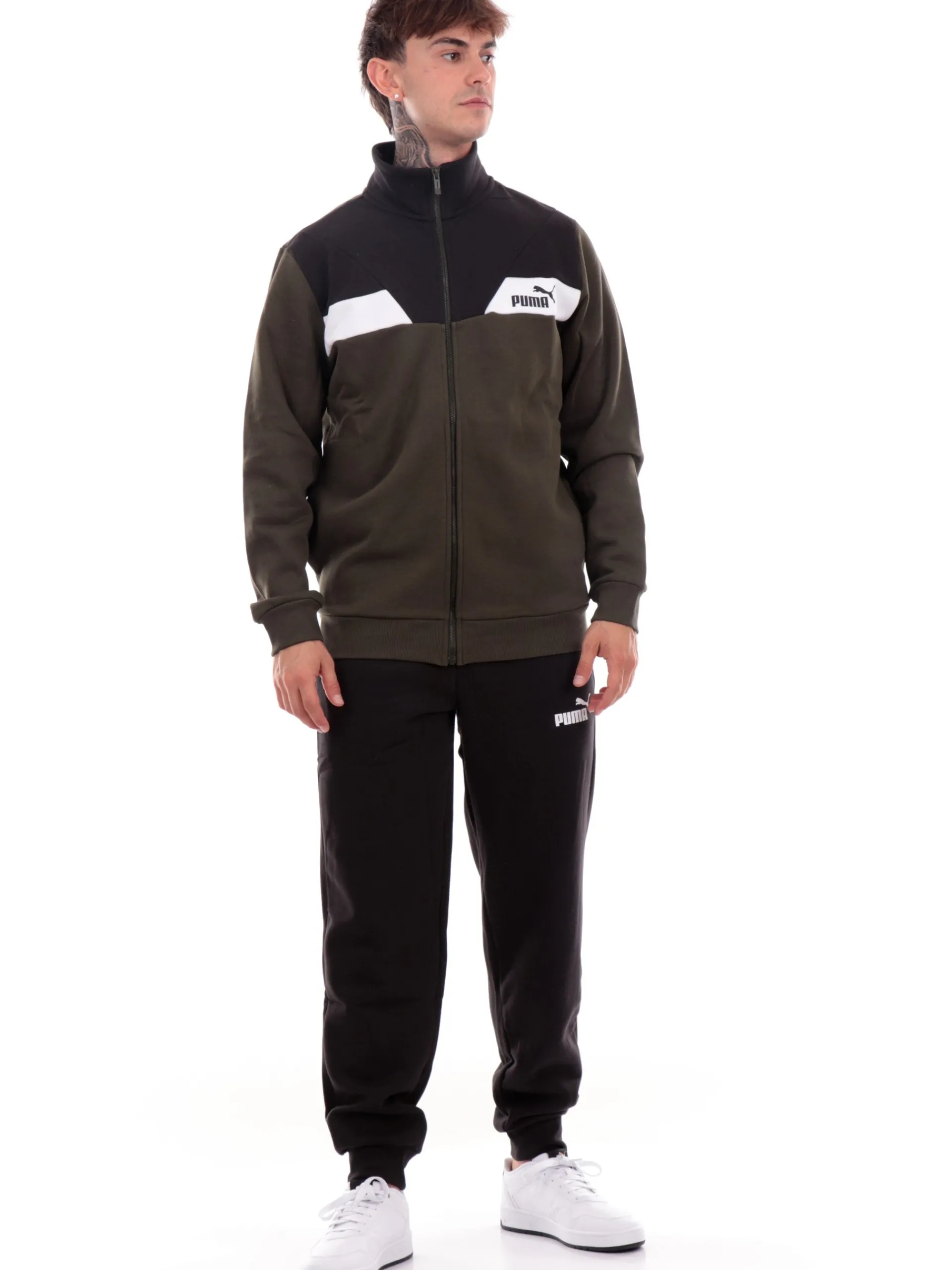 PUMA Tute*Tuta verde e nera bicolore da Uomo con Polsini 681900