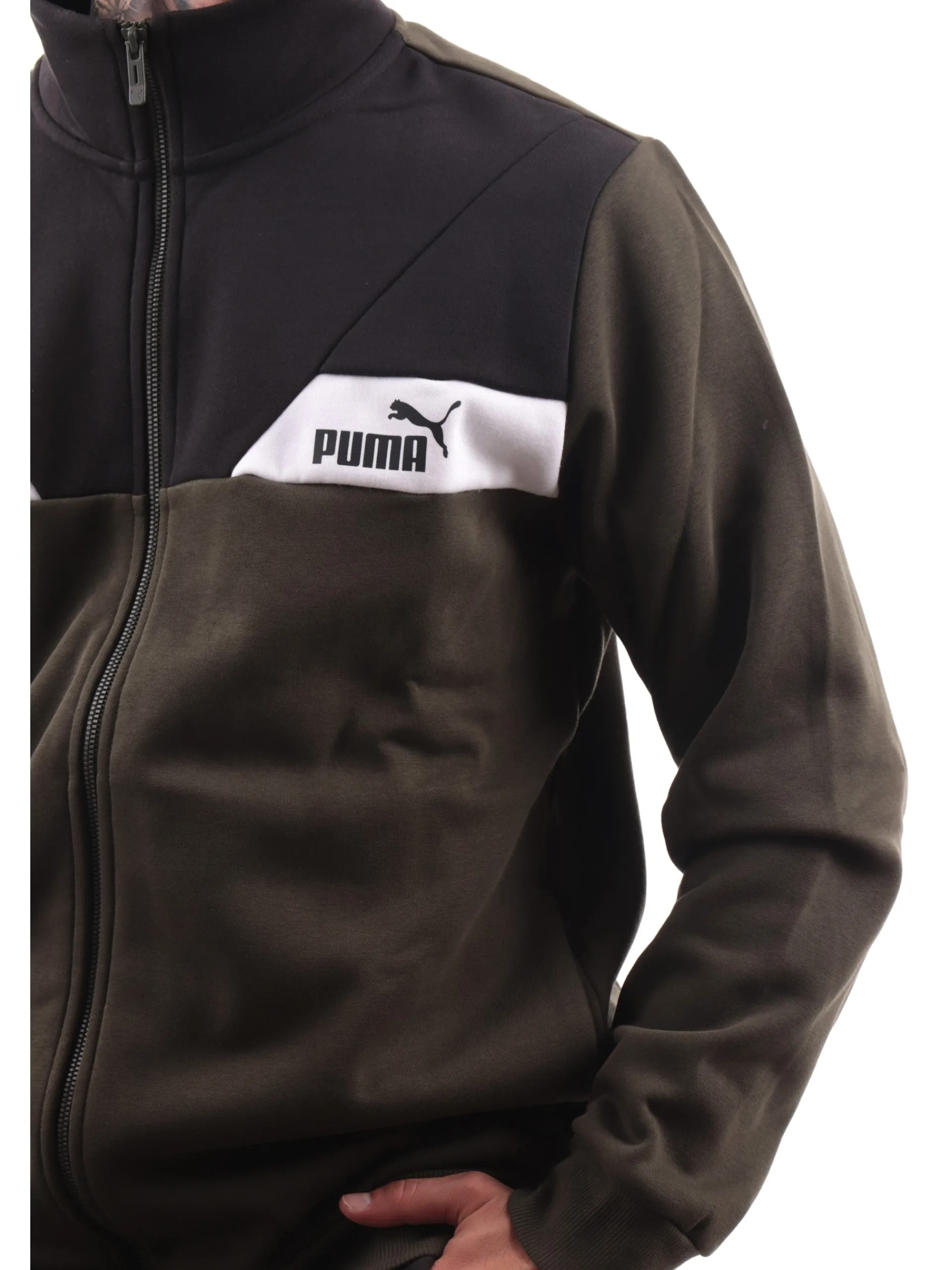 PUMA Tute*Tuta verde e nera bicolore da Uomo con Polsini 681900