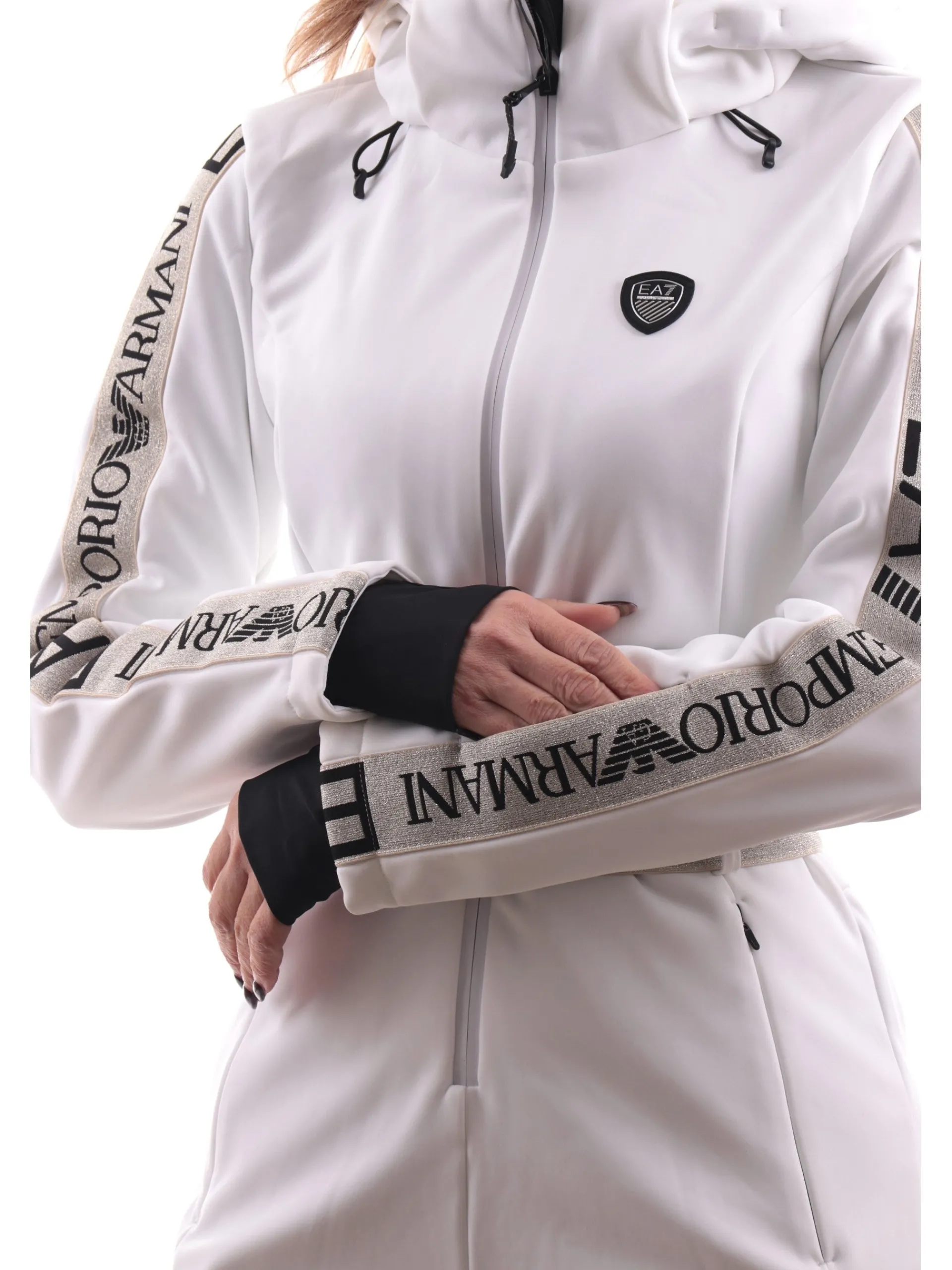 EMPORIO ARMANI 7 Abbigliamento|Tute*Tuta sci Armani EA7 Bianca da donna con bande oro 6DTD02TN8HZ