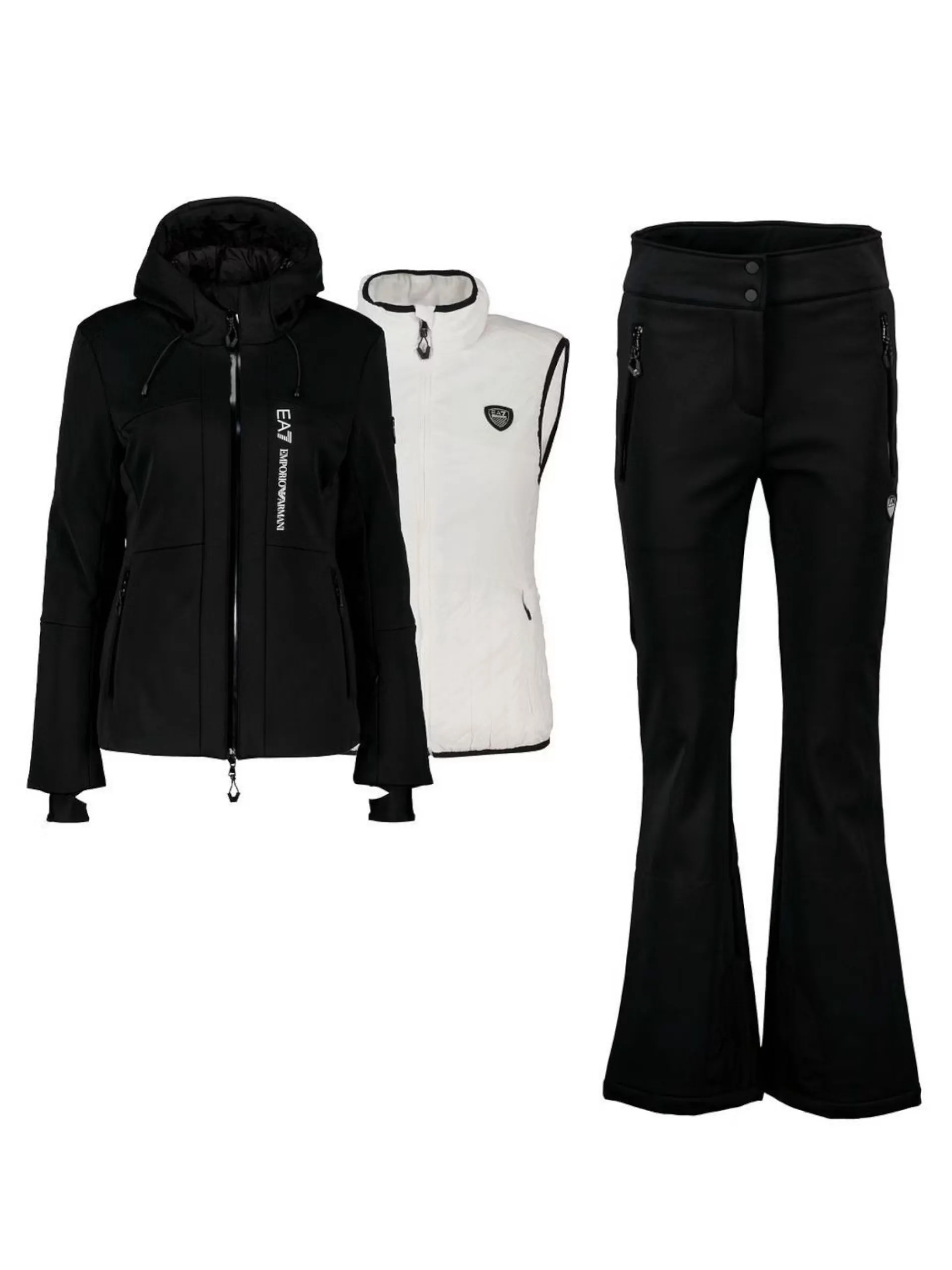 EMPORIO ARMANI 7 Abbigliamento*Tuta sci Emporio Armani nera da donna con gilet bianco rimovibile 6DTV01TN8HZ