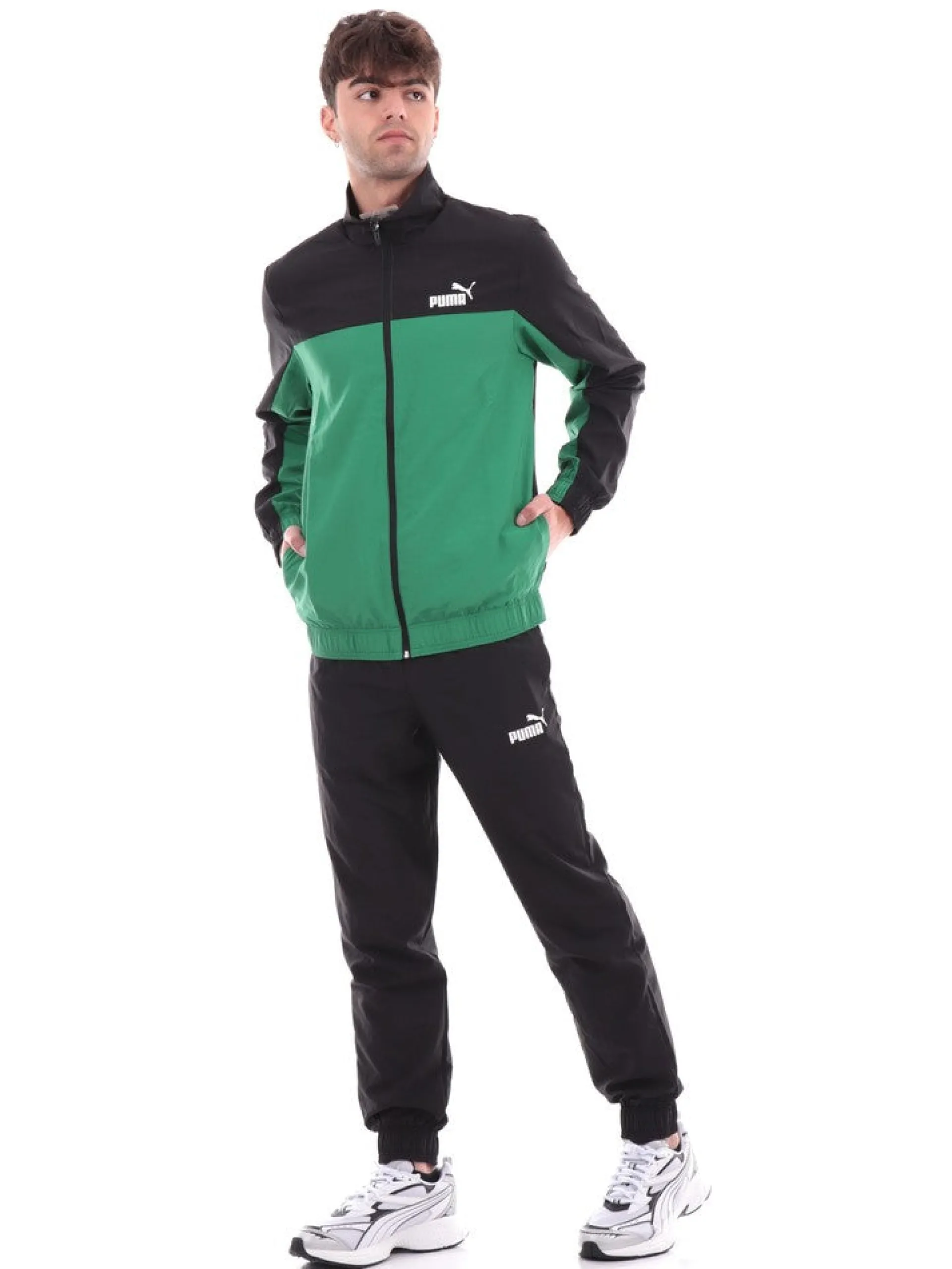 PUMA Tute*Tuta Uomo nera bicolore verde e nera 67888