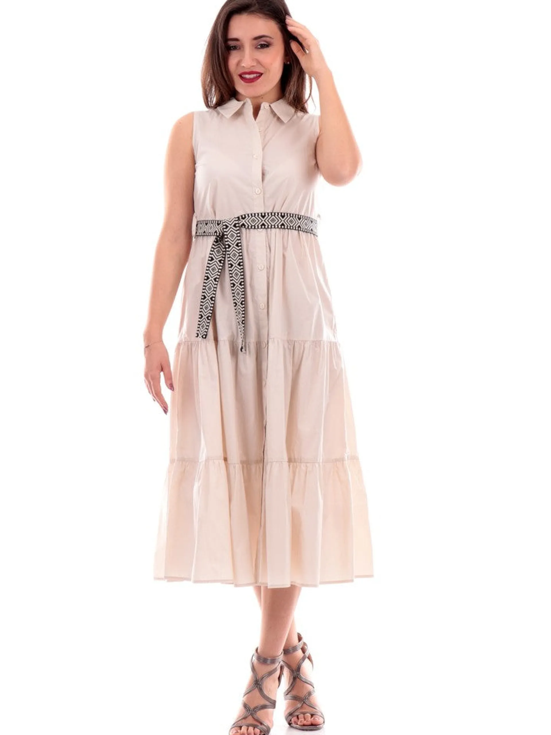 ANIS Vestiti*Vestito beige da donna balze 2431100