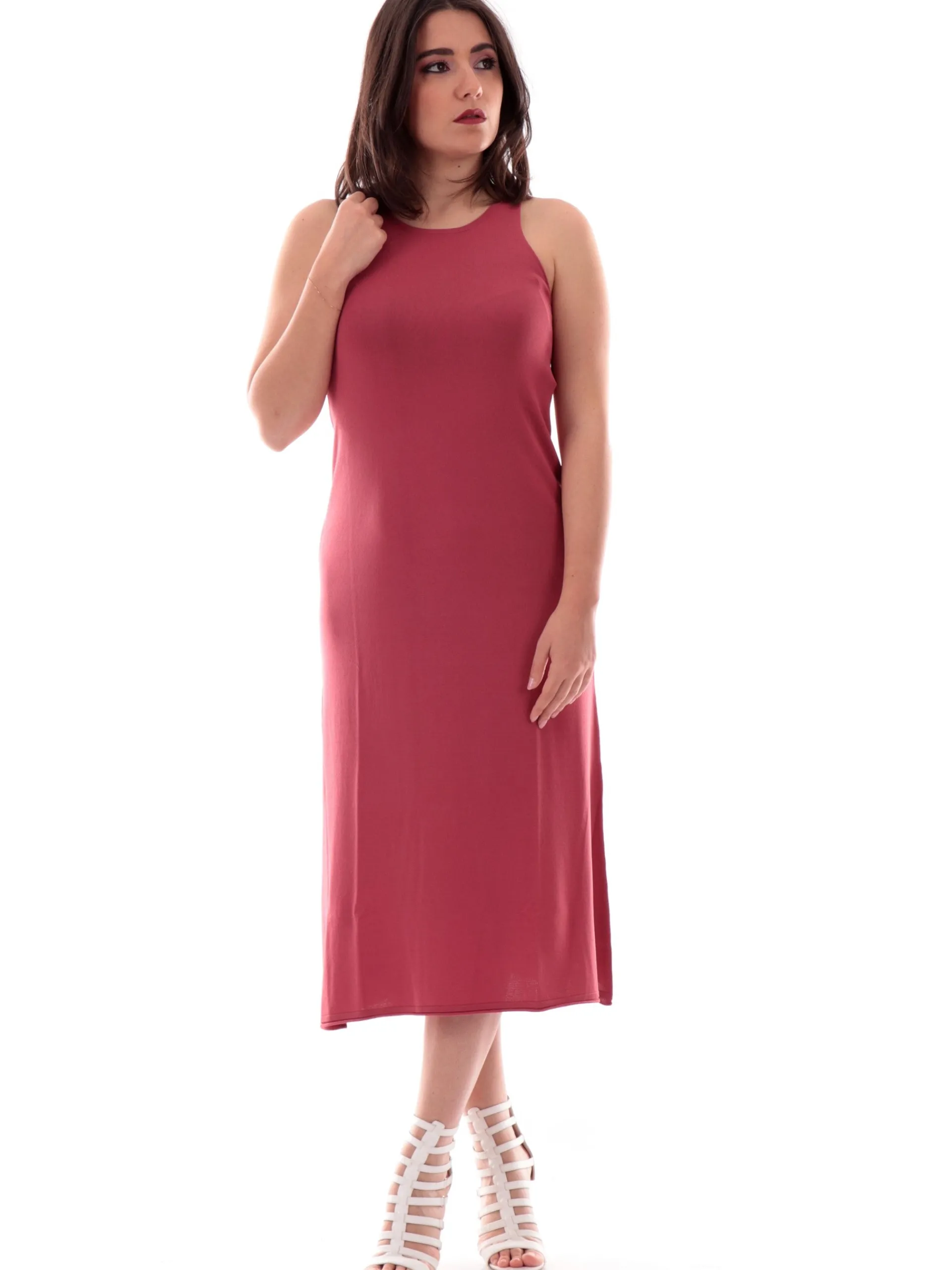 ANIS Vestiti*Vestito rosa salmone vestibilità morbida da donna con bretelle 251W6030