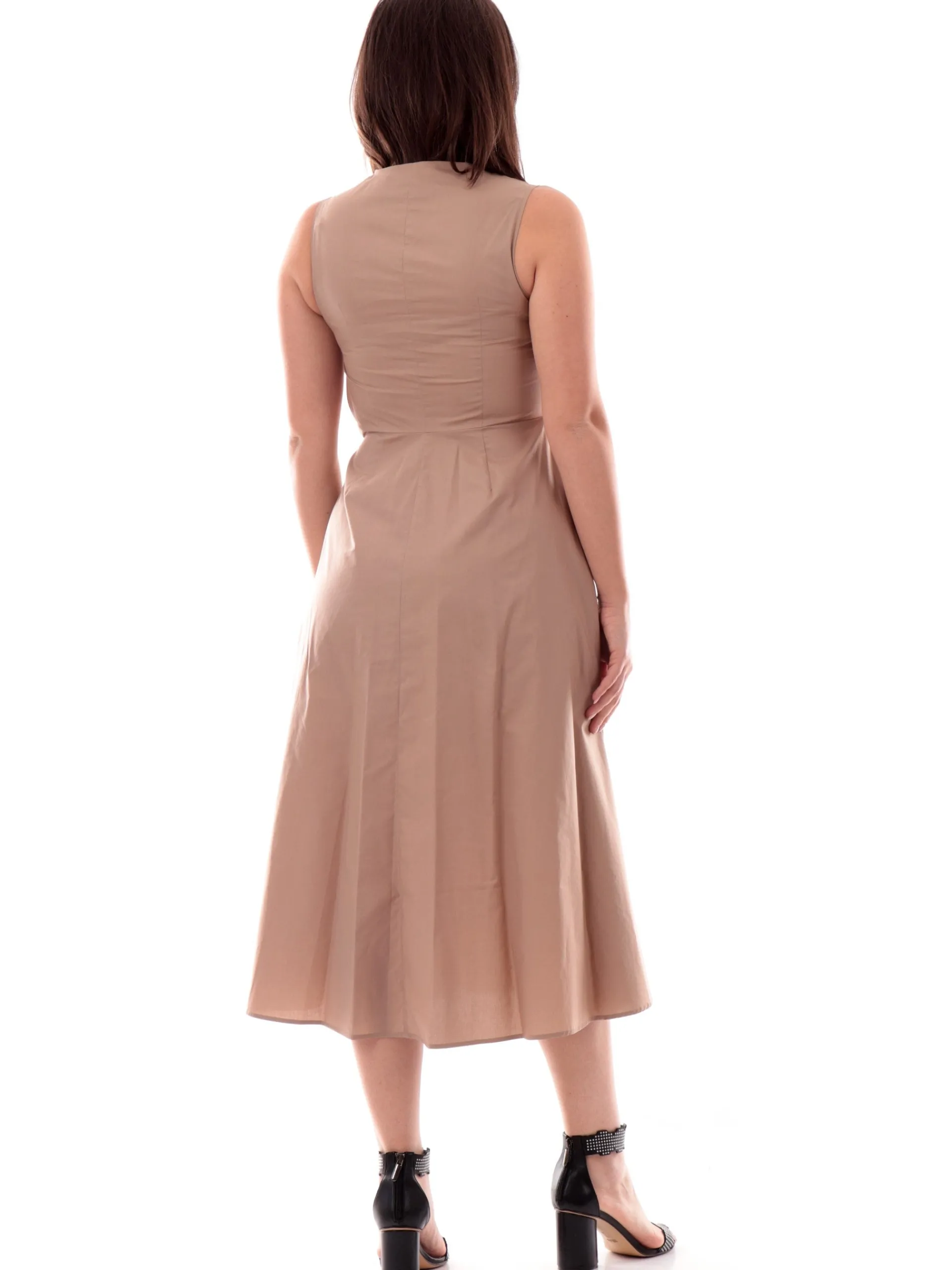 ANIS Vestiti*Vestito White beige donna Scollo a V svasato 251C1282 049