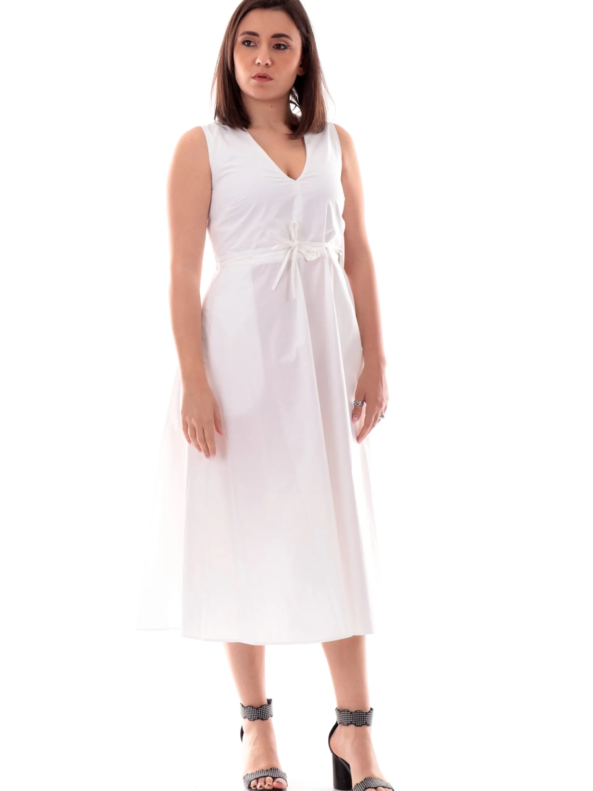 ANIS Vestiti*Vestito White bianco da donna Scollo a V svasato 251C1282 001