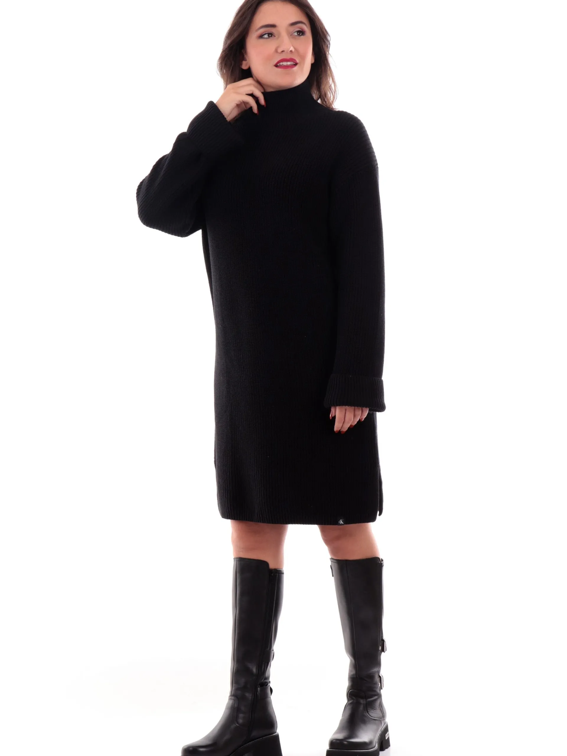 CALVIN KLEIN Vestiti*Vestito collo alto nero da donna Chunky Loose J20J224662
