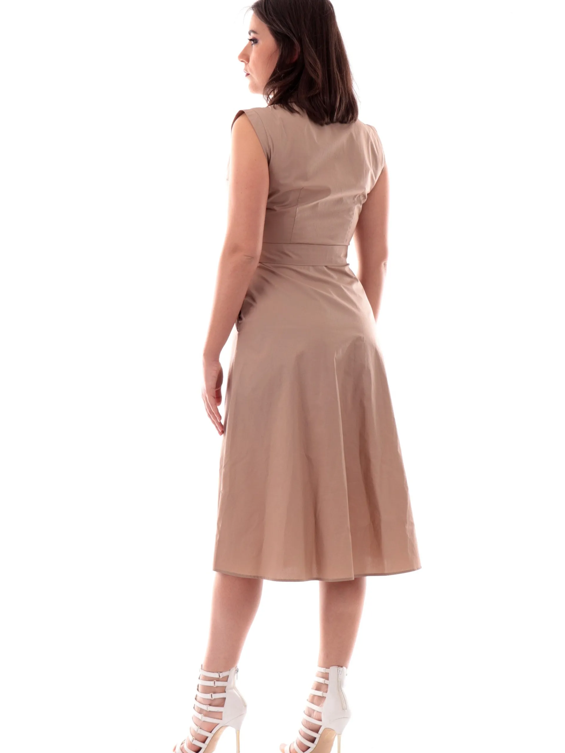 ANIS Vestiti*Vestito camicia beige da donna svasato 251C1262