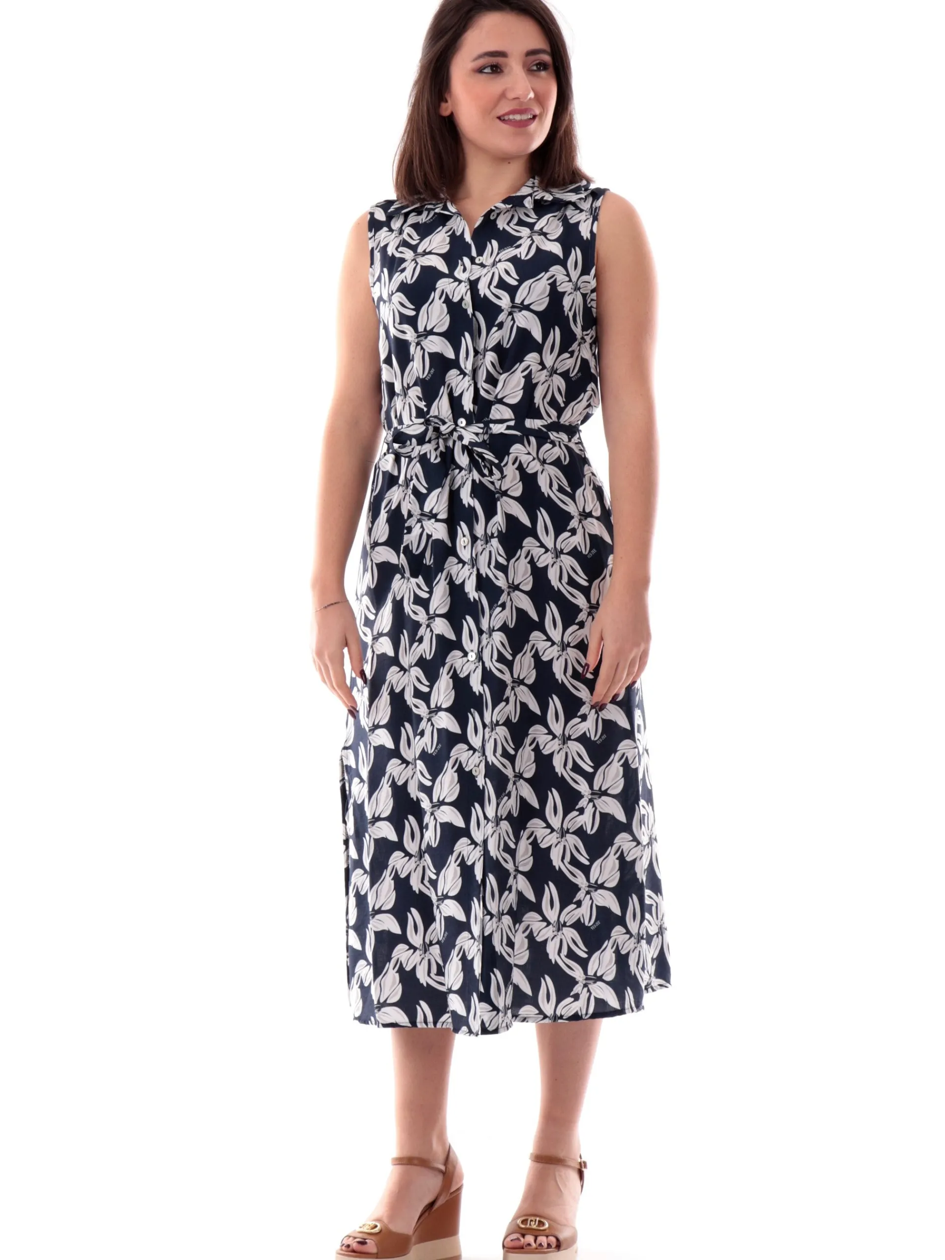 YES ZEE Vestiti*Vestito camicia blu da donna fantasia foulard A429YJ00