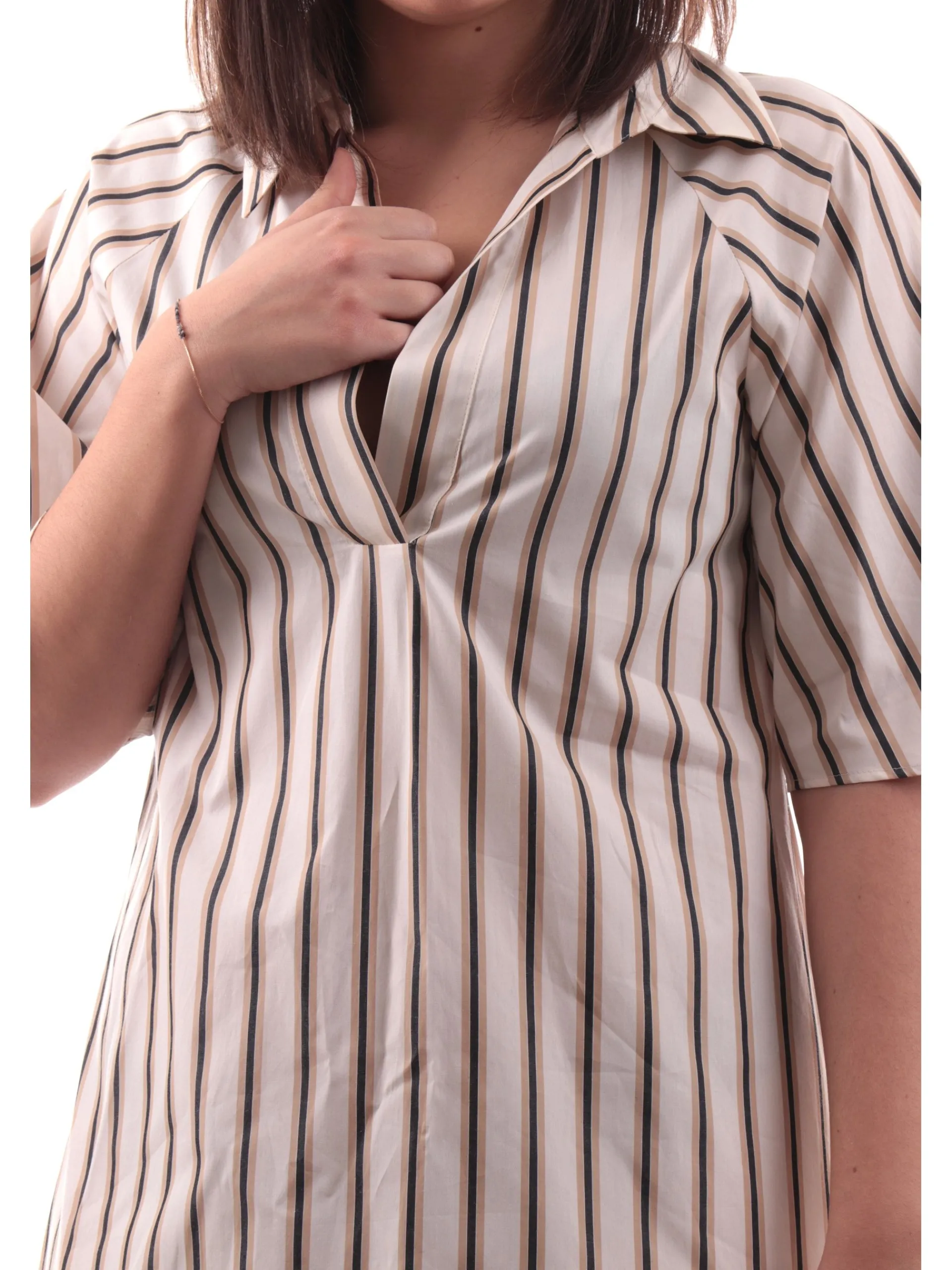 EMME MARELLA Vestiti*Vestito a righe bianco da donna scollo a V AMACA