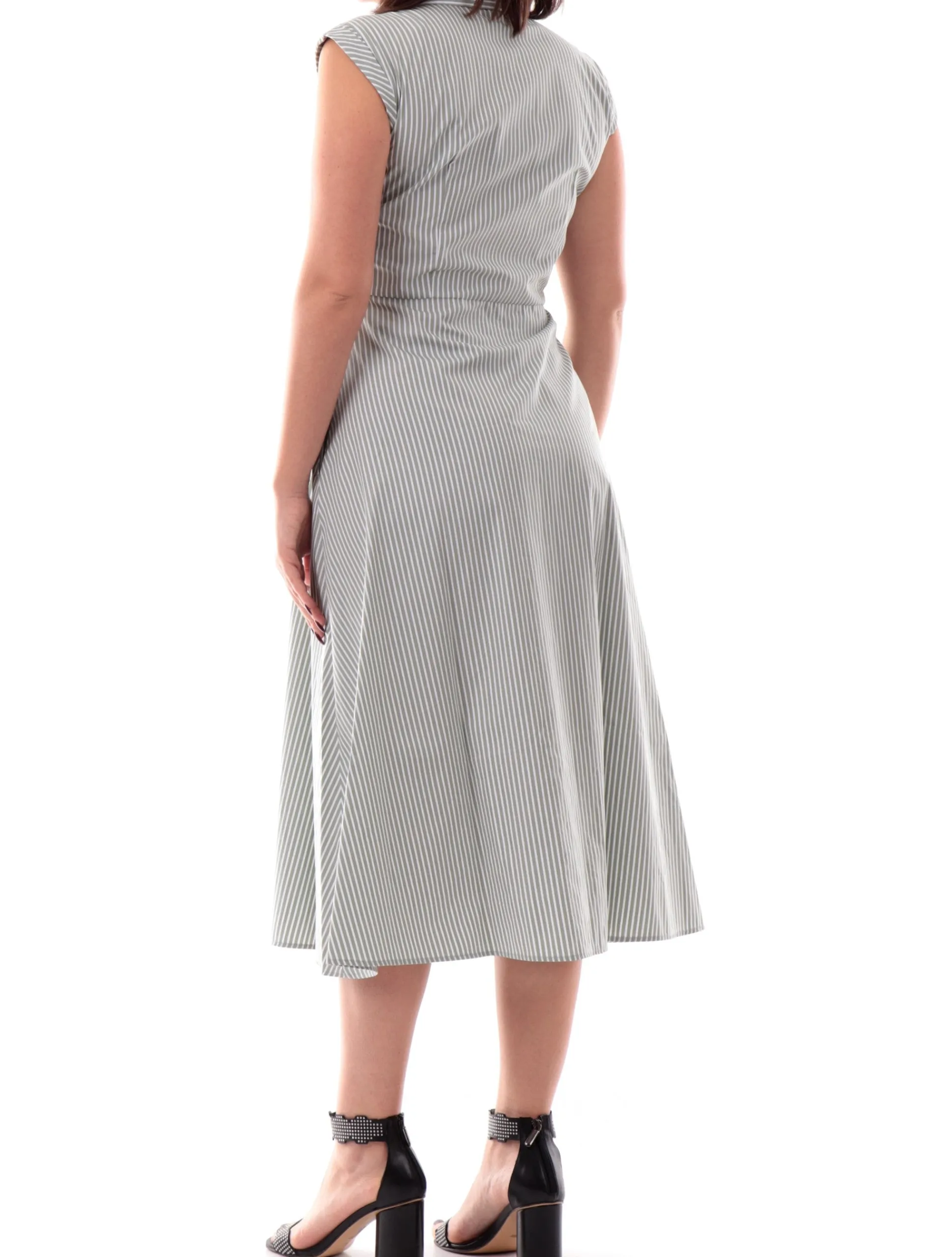 EMME MARELLA Vestiti*Vestito a righe bianco e verde da donna a camicia Inning