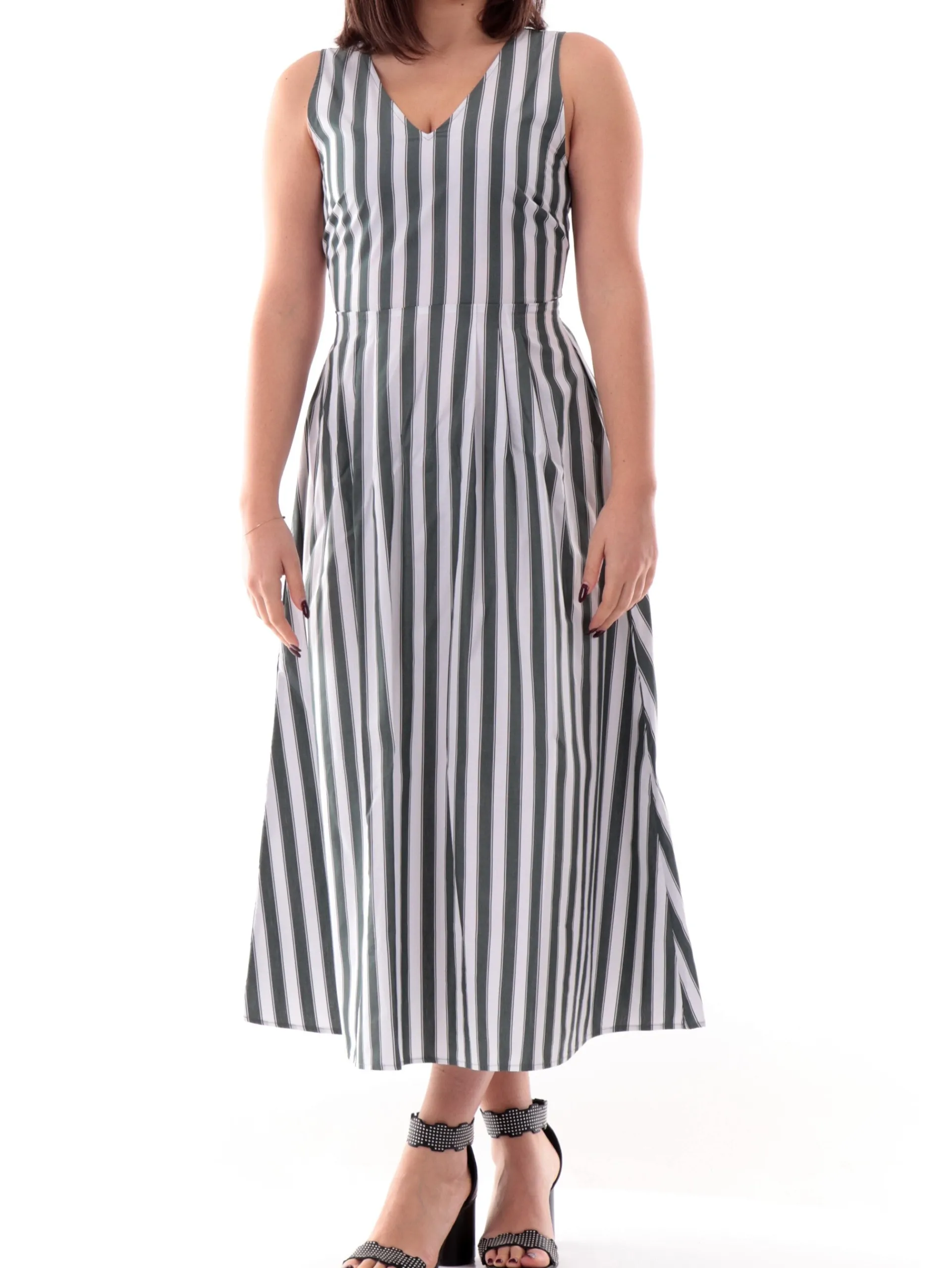 EMME MARELLA Vestiti*Vestito Bianco e verde da donna tessuto camicia BANCA 019