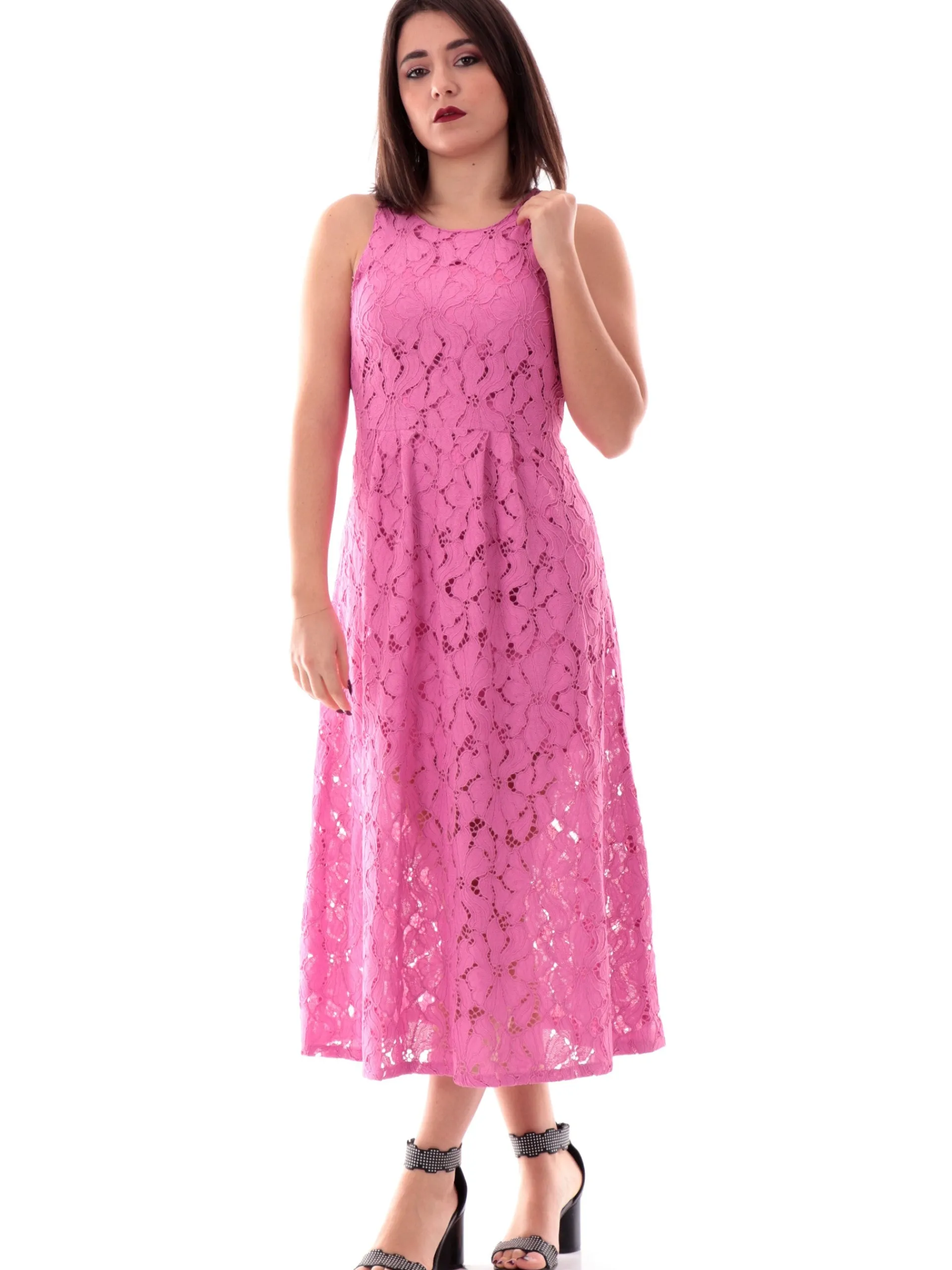 EMME MARELLA Vestiti*Vestito fucsia spalle scoperte da donna ricami all over ANNE