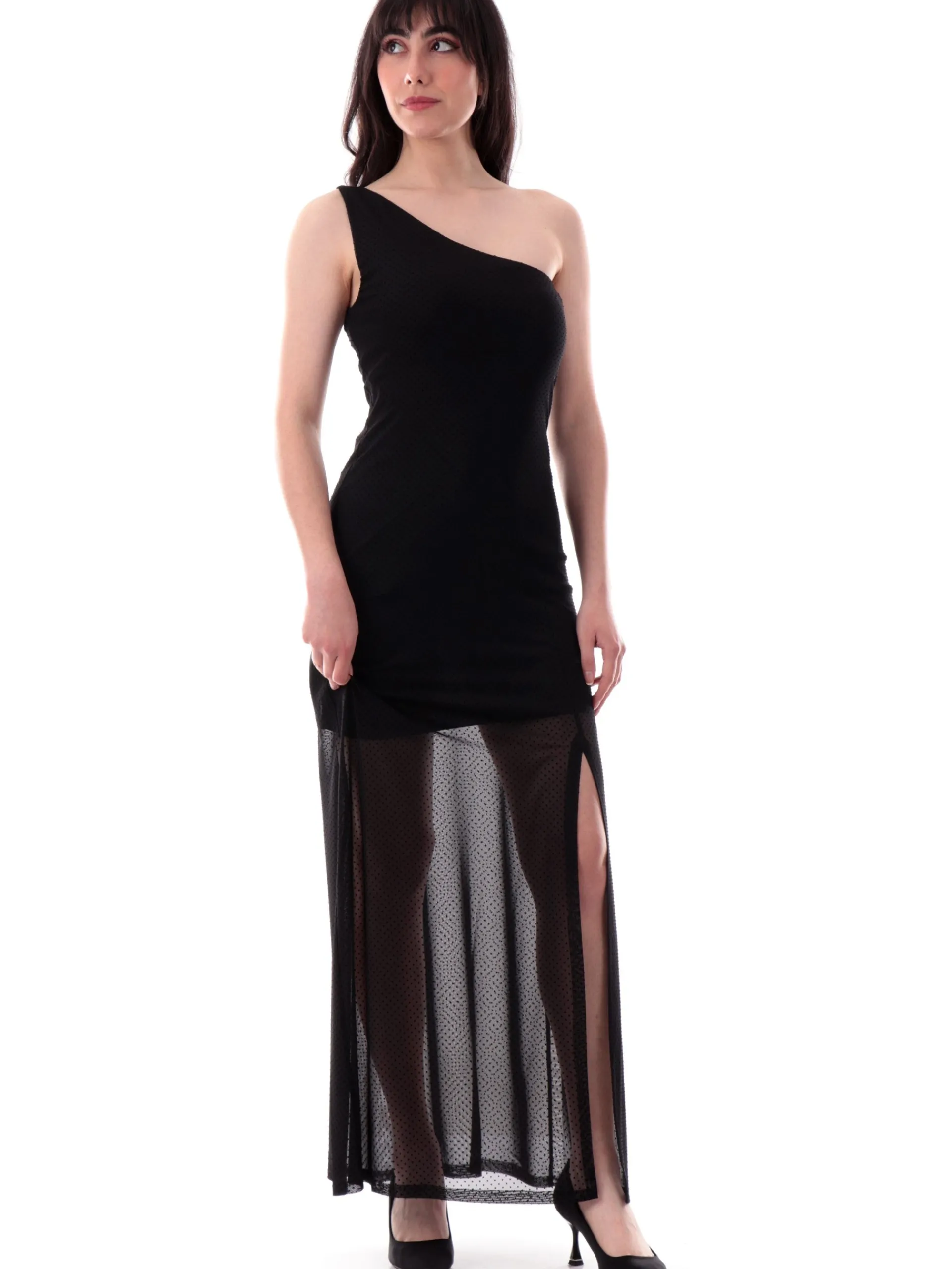 EMME MARELLA Vestiti*Vestito nero da donna monospalla PIED
