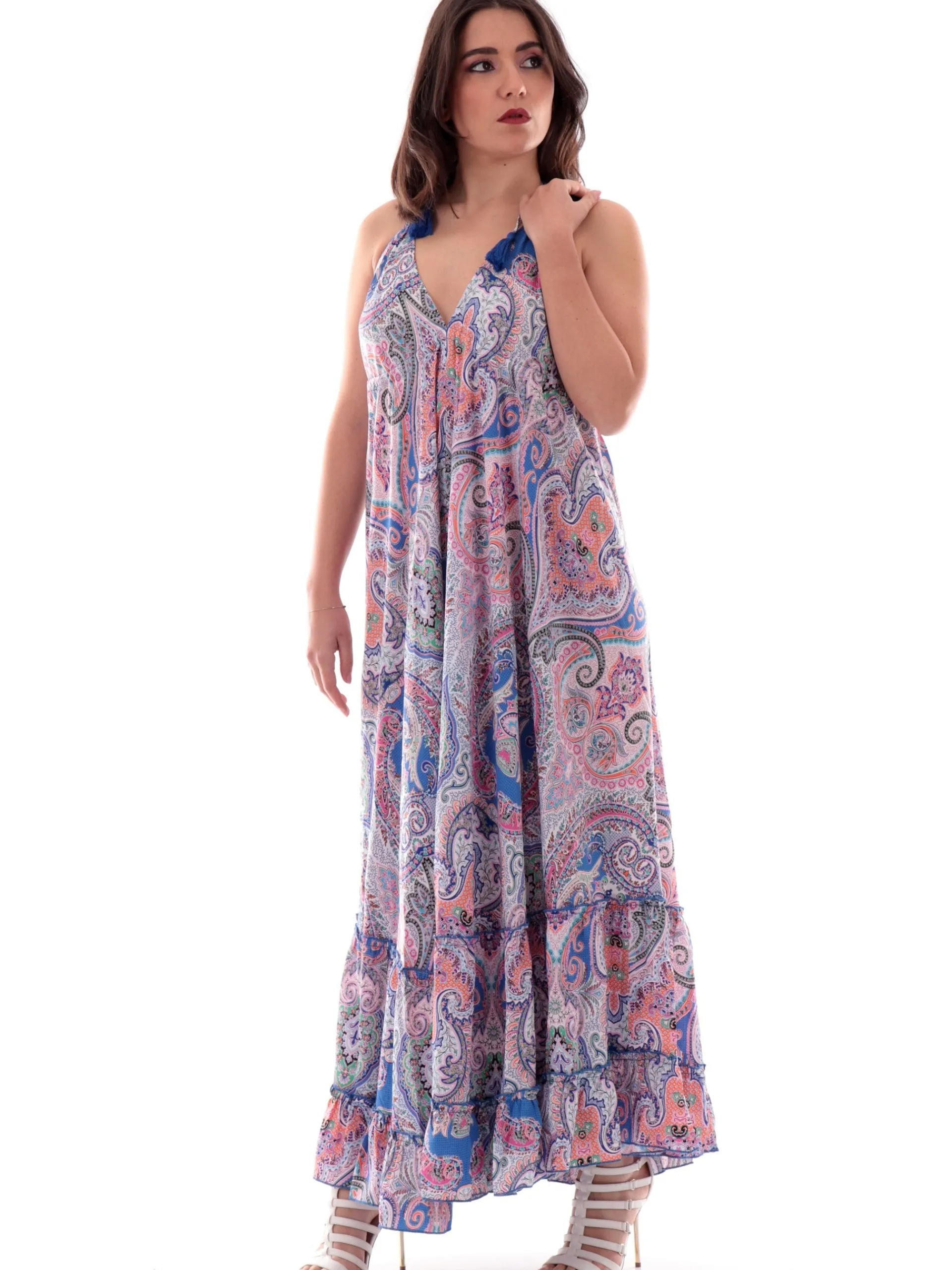 MOLLYBRACKEN Vestiti*Vestito fantasia foulard multicolor da donna vestibilità morbida T1979DE