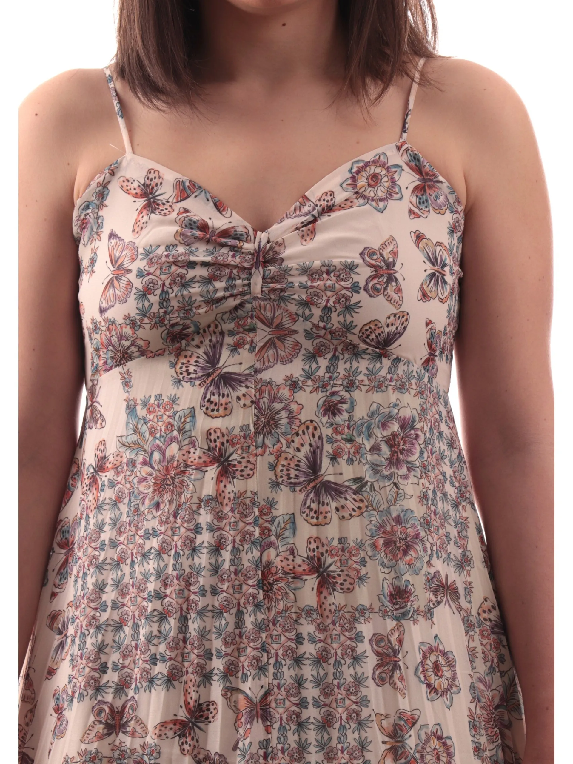 MOLLYBRACKEN Vestiti*Vestito floreale Molly Bracken beige da donna spalle scoperte P1787DE