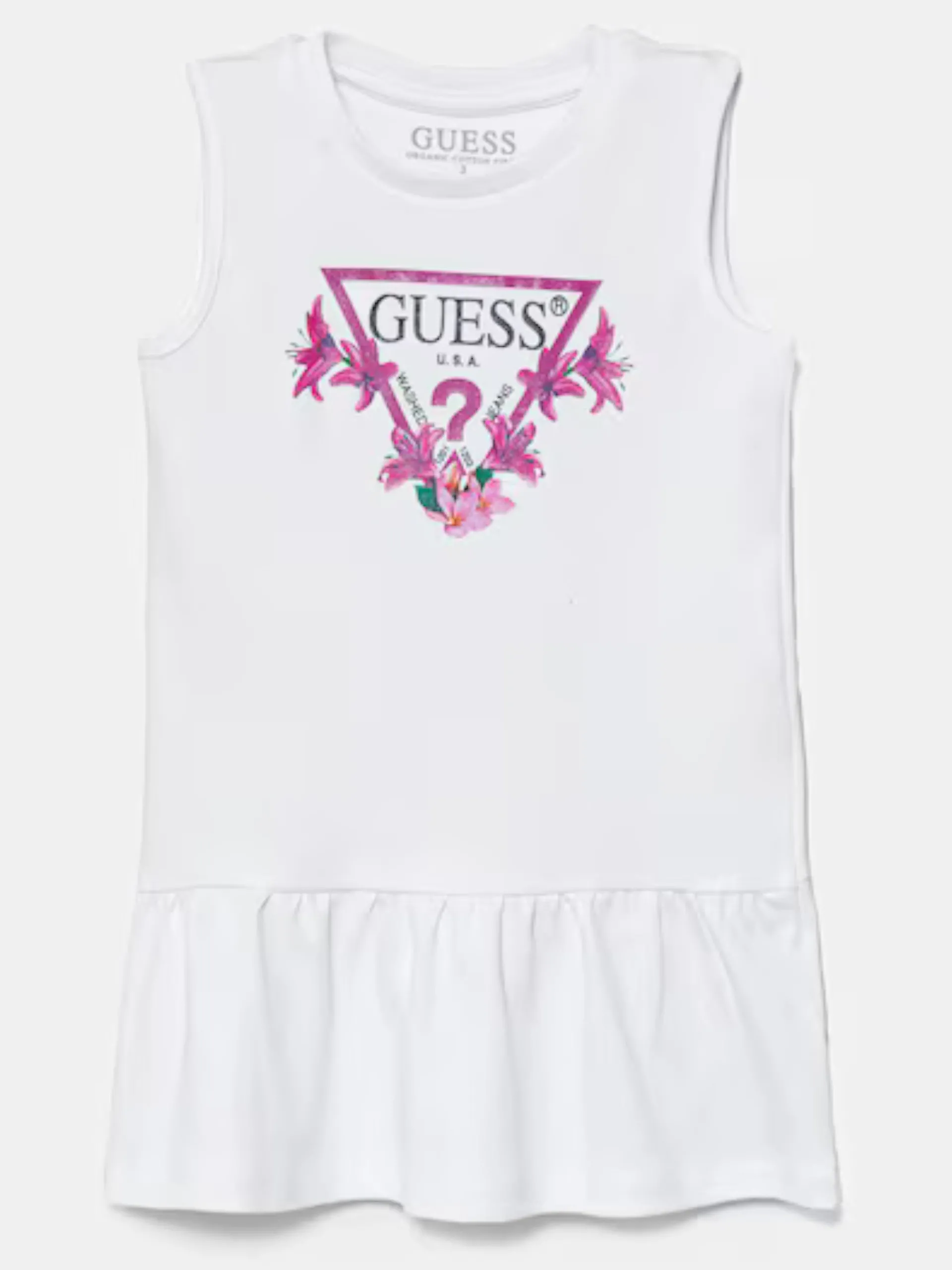 GUESS Vestiti*Vestito bianco da bambina maxi stampa con glitter K4RK23KA6W4