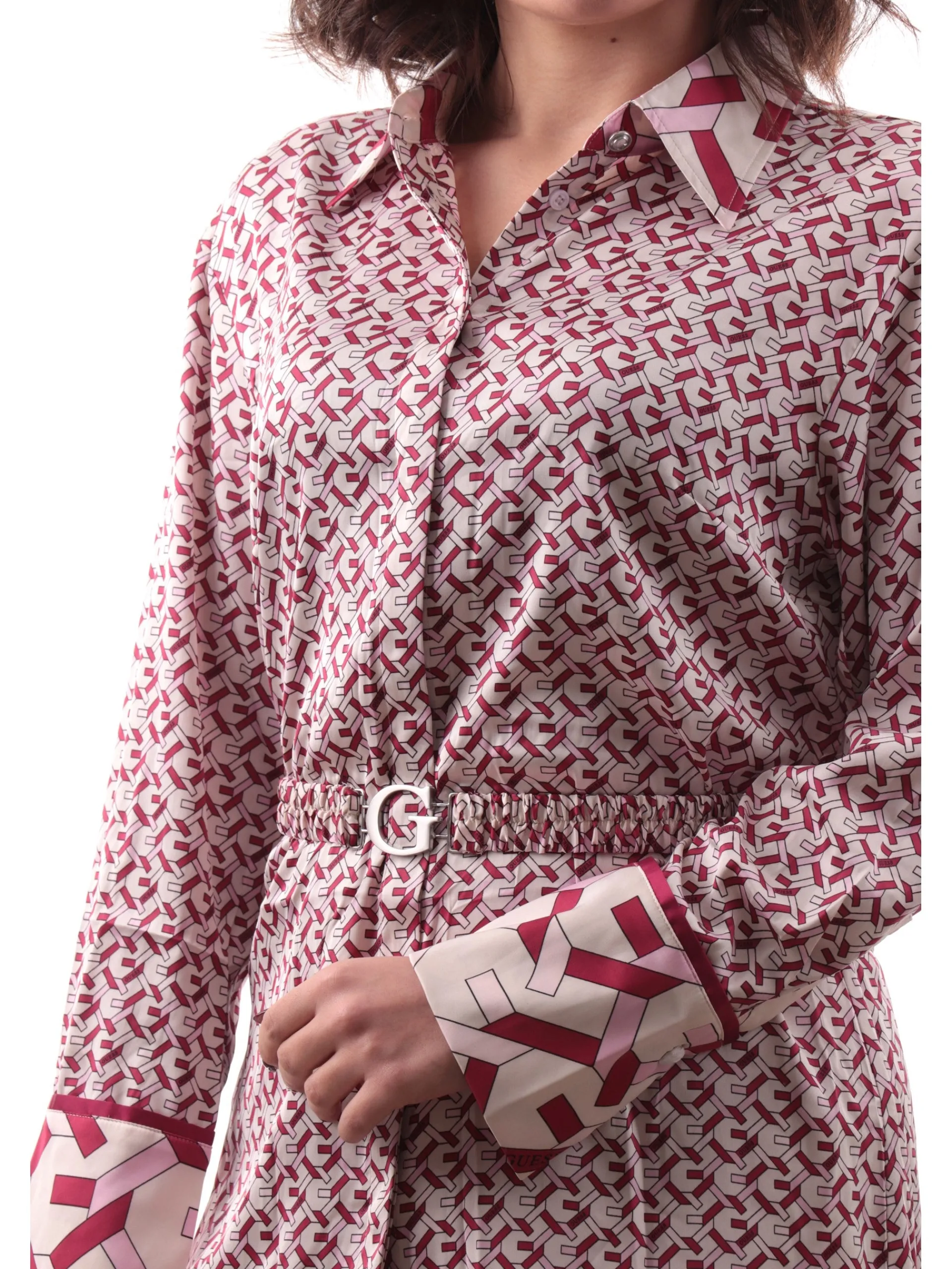 GUESS Vestiti*Vestito fantasia da donna beige e fucsia W5RK40WF1T2P6EI