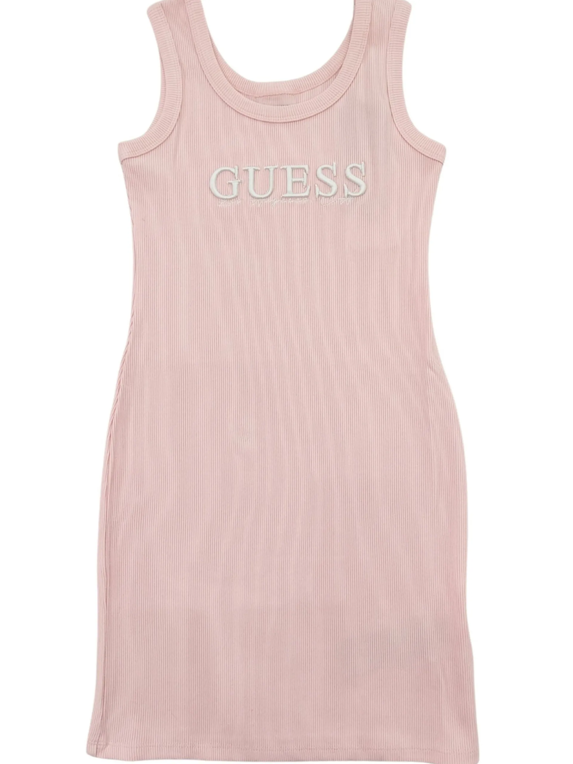 GUESS Vestiti*Vestito rosa a costine da bambina logo ricamato J5GK39K8RT2