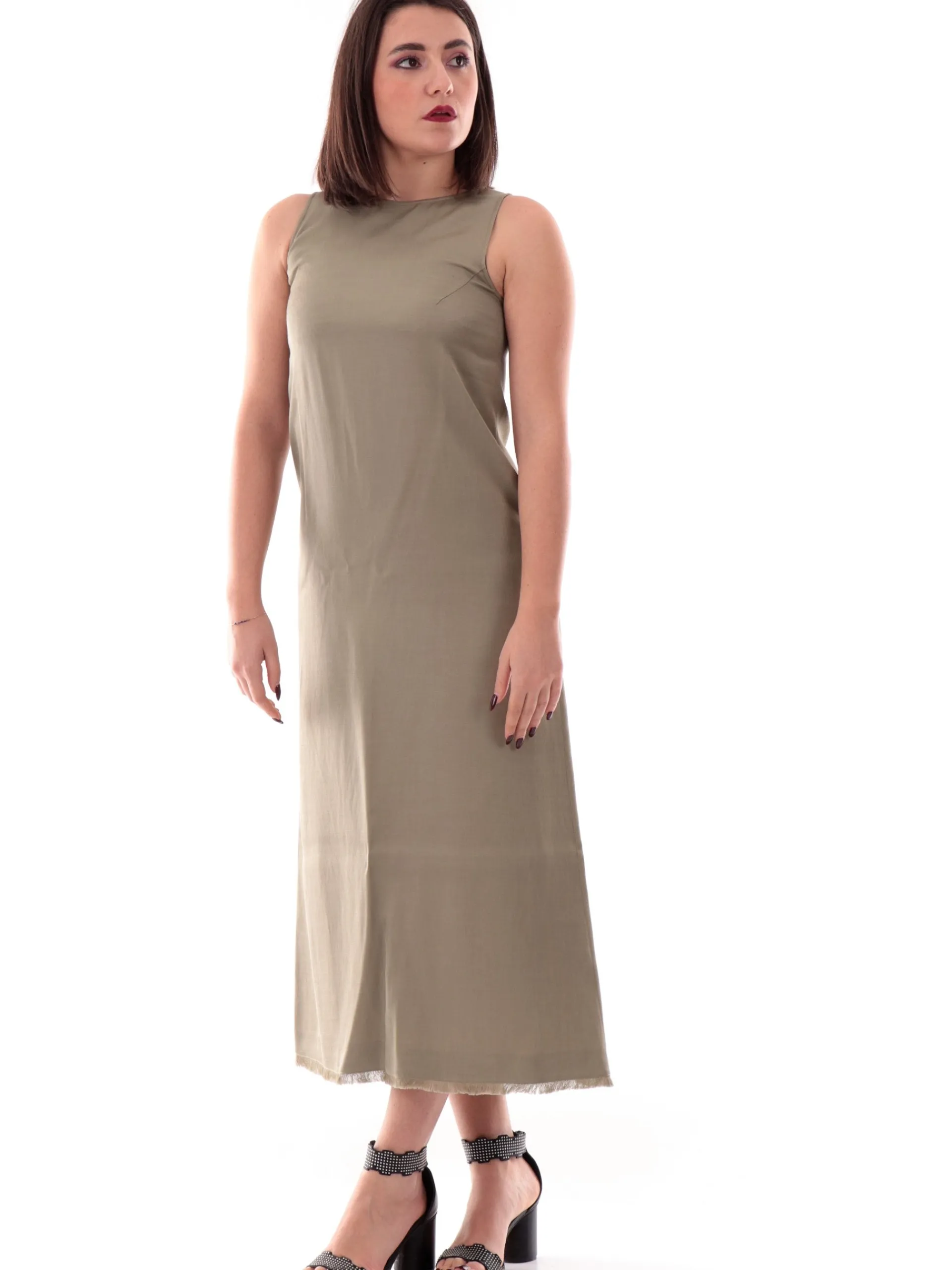 EMME MARELLA Vestiti*Vestito Lungo verde militare da donna JUMCOS 004