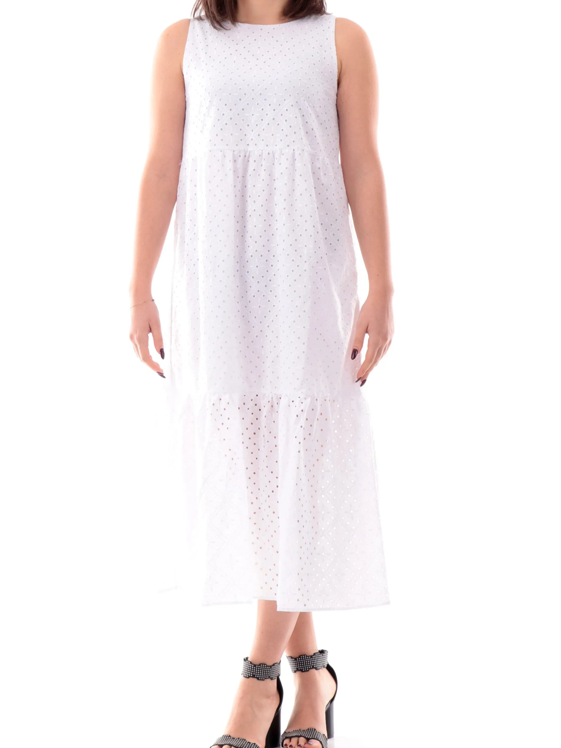 EMME MARELLA Vestiti*Vestito lungo macramè Bianco da donna NELSON 001