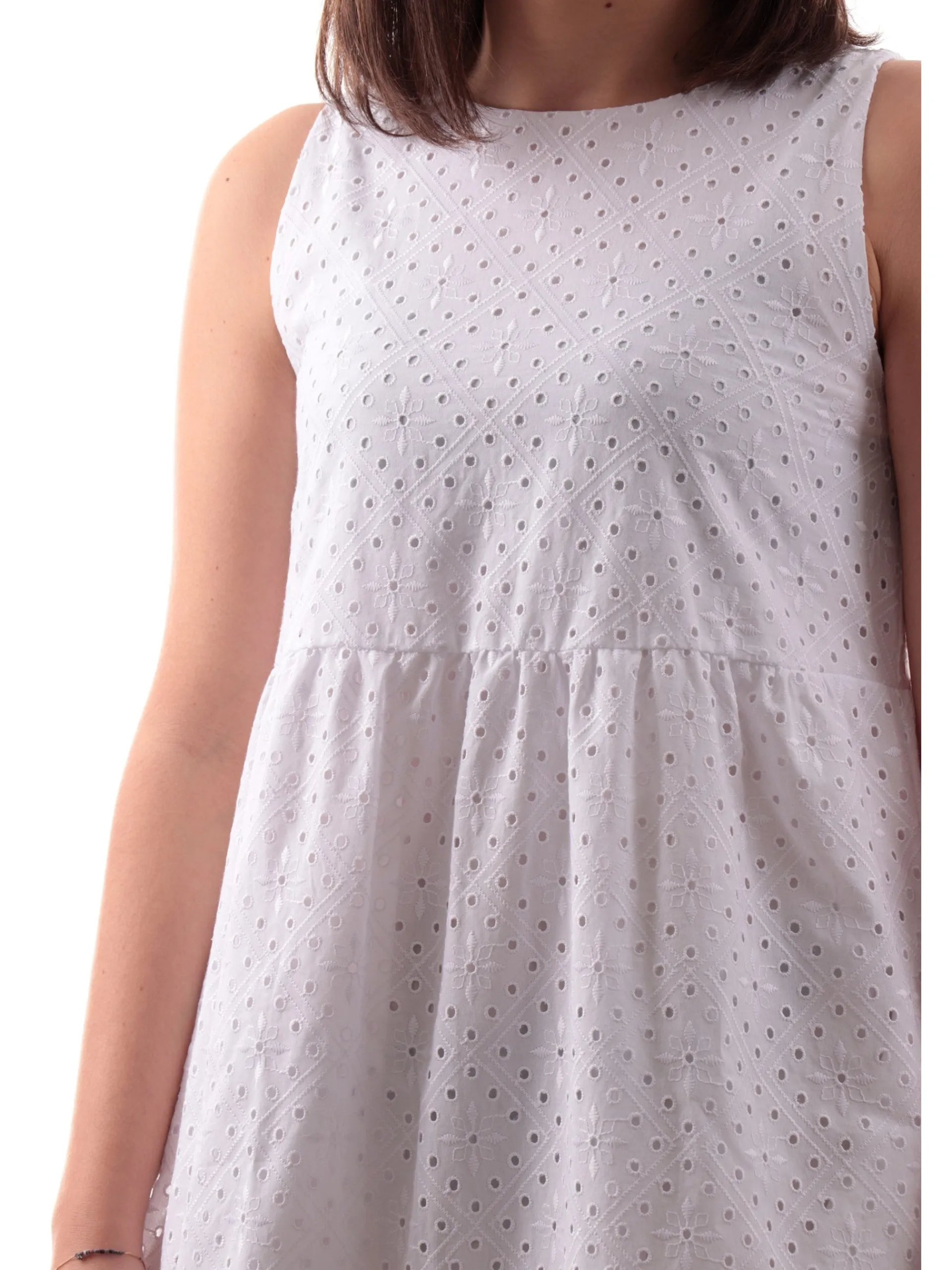 EMME MARELLA Vestiti*Vestito lungo macramè Bianco da donna NELSON 001