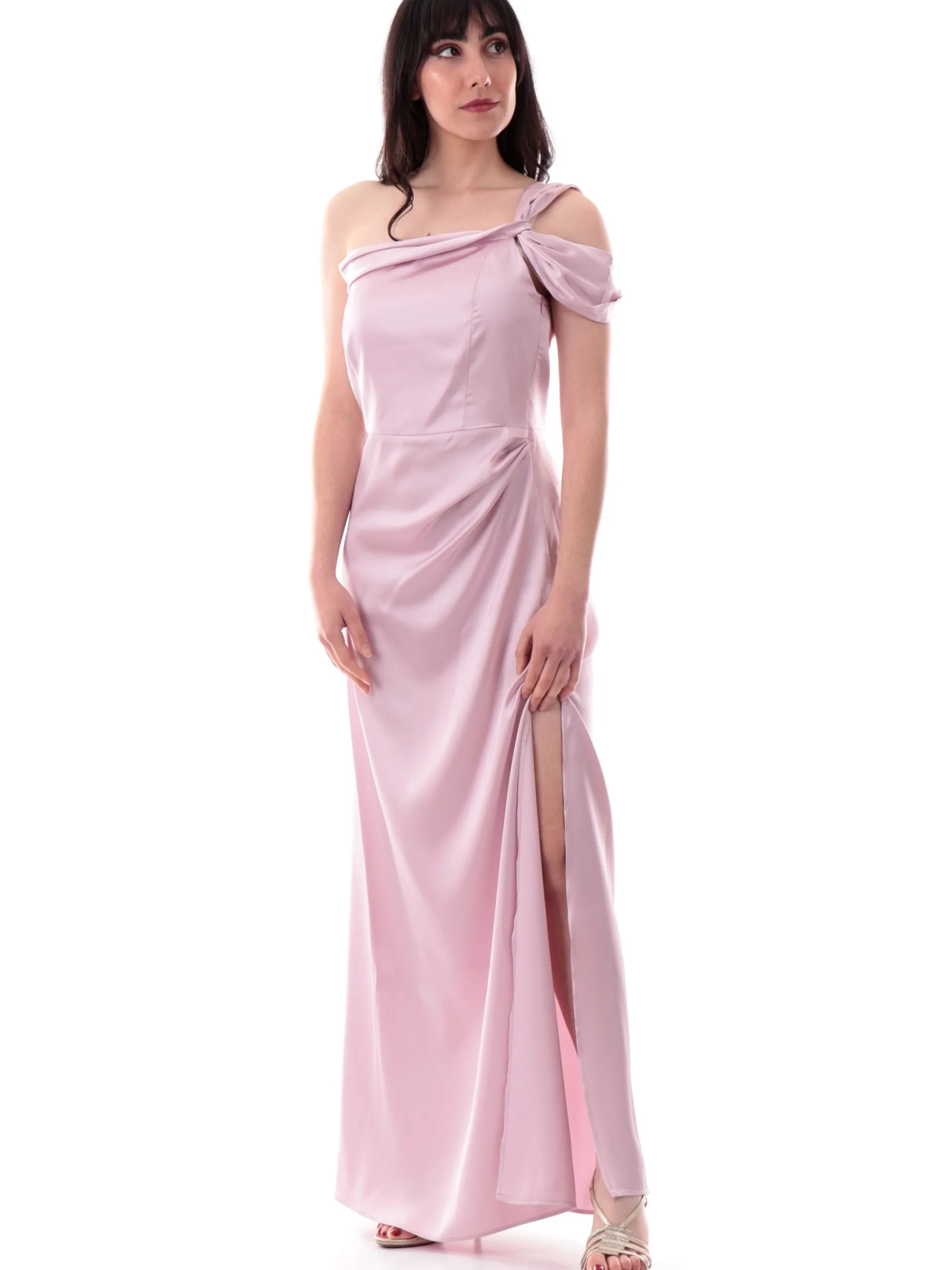EMME MARELLA Vestiti*Vestito lungo rosa in raso monospalla da donna Juliette