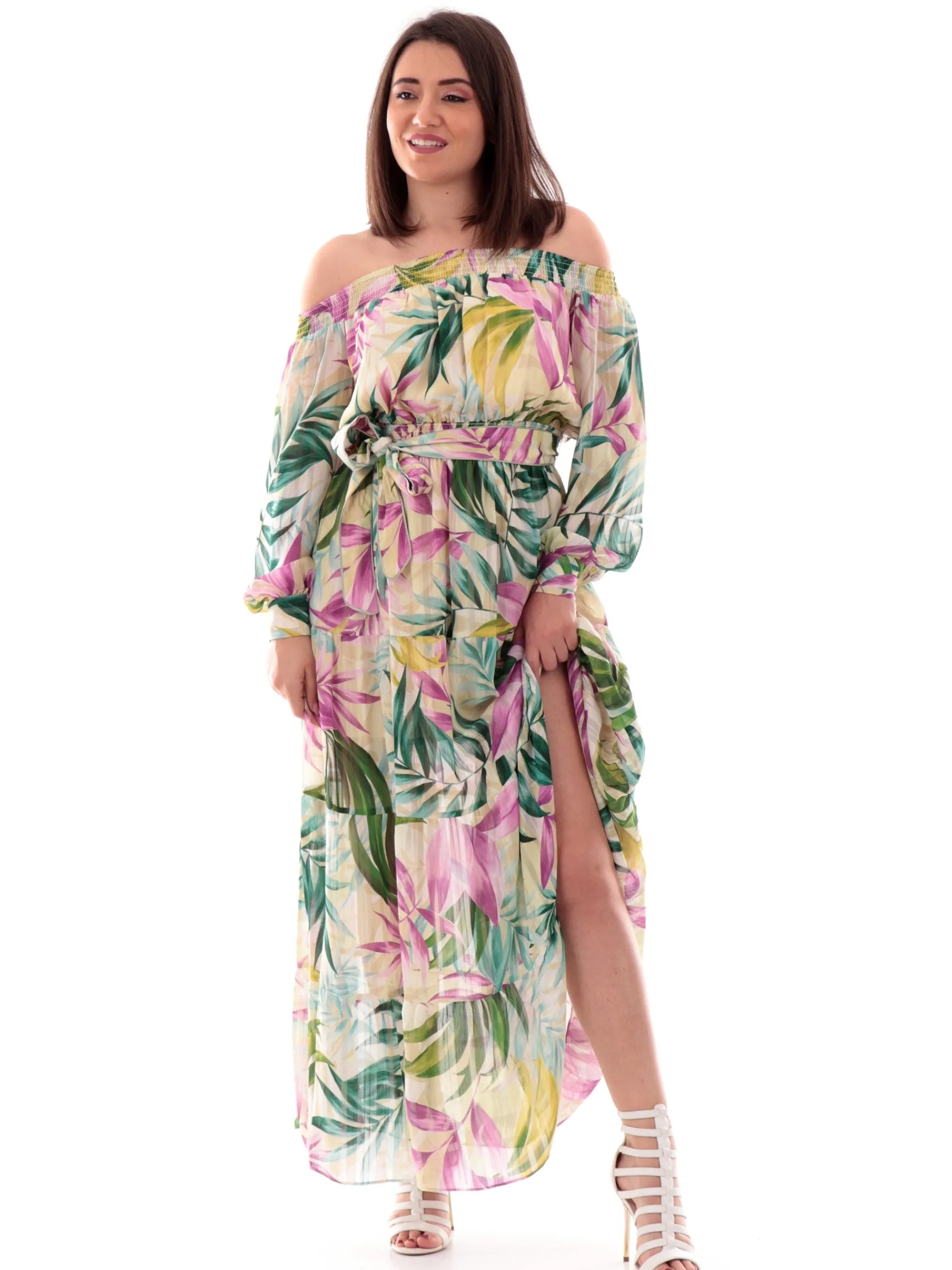 GUESS Vestiti*Vestito Lungo a fiori da donna con spalle scoperte Josee off shoulder W5GK16WH9Z2P8FY