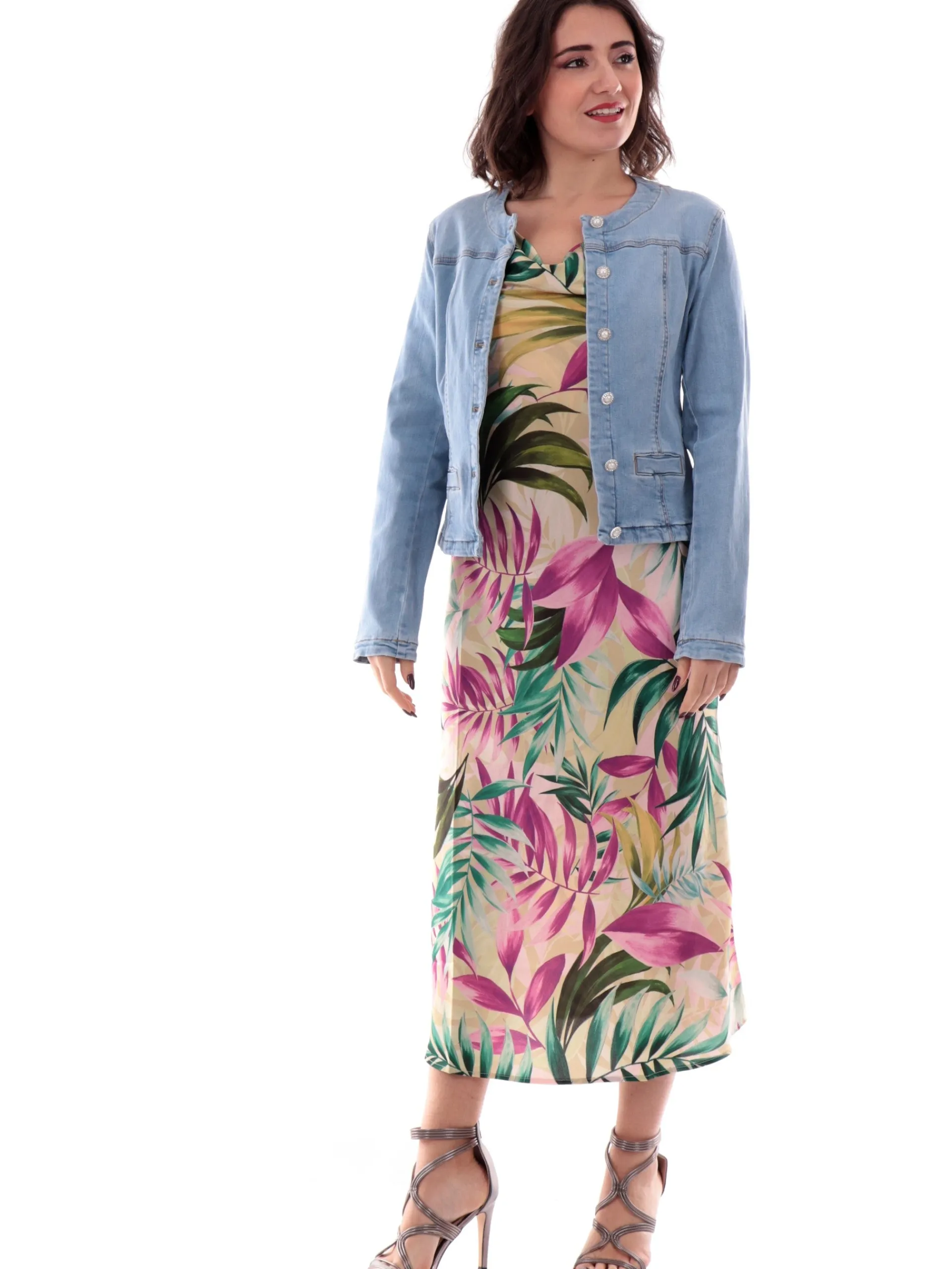 GUESS Vestiti*Vestito Lungo fantasia Floreale da donna in raso W5GK85WH9C2