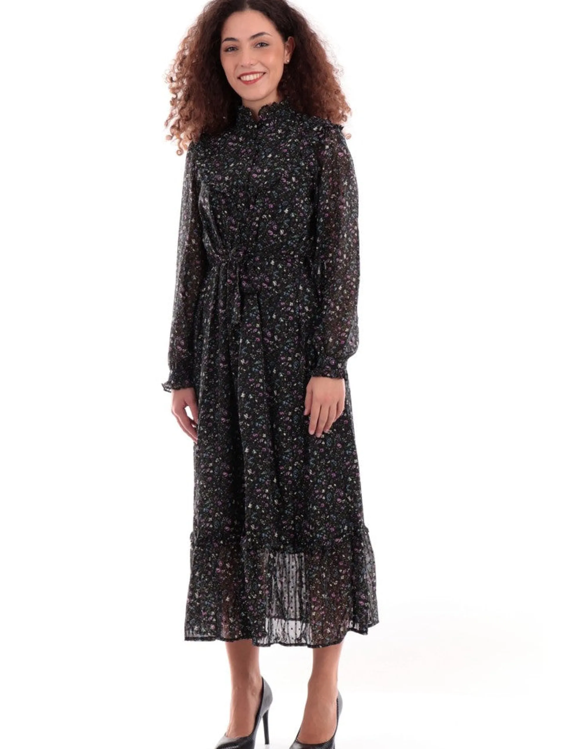 MOLLYBRACKEN Vestiti*Vestito Lungo Molly Bracken Nero a Fiori da Donna LA1199BH