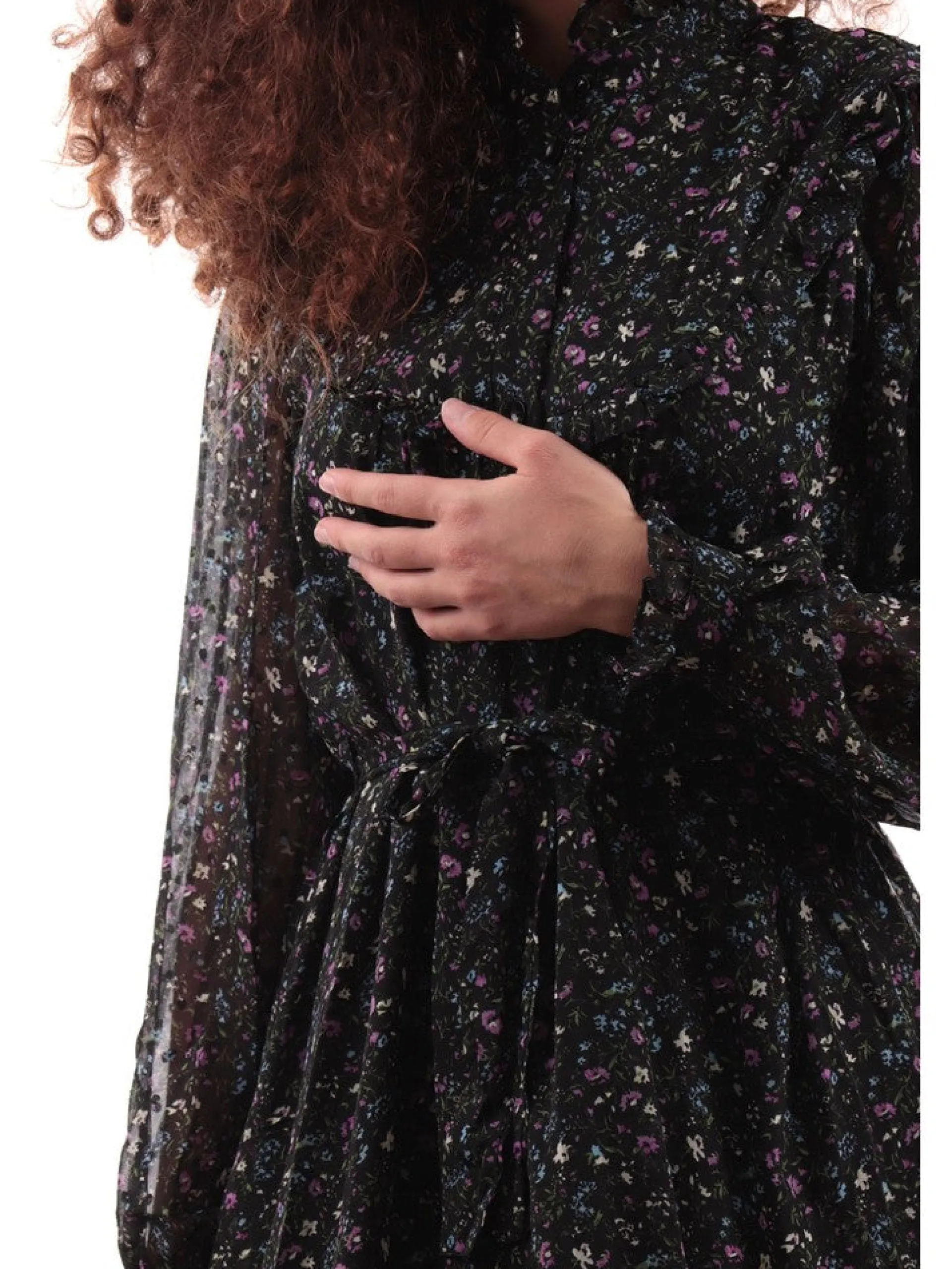 MOLLYBRACKEN Vestiti*Vestito Lungo Molly Bracken Nero a Fiori da Donna LA1199BH