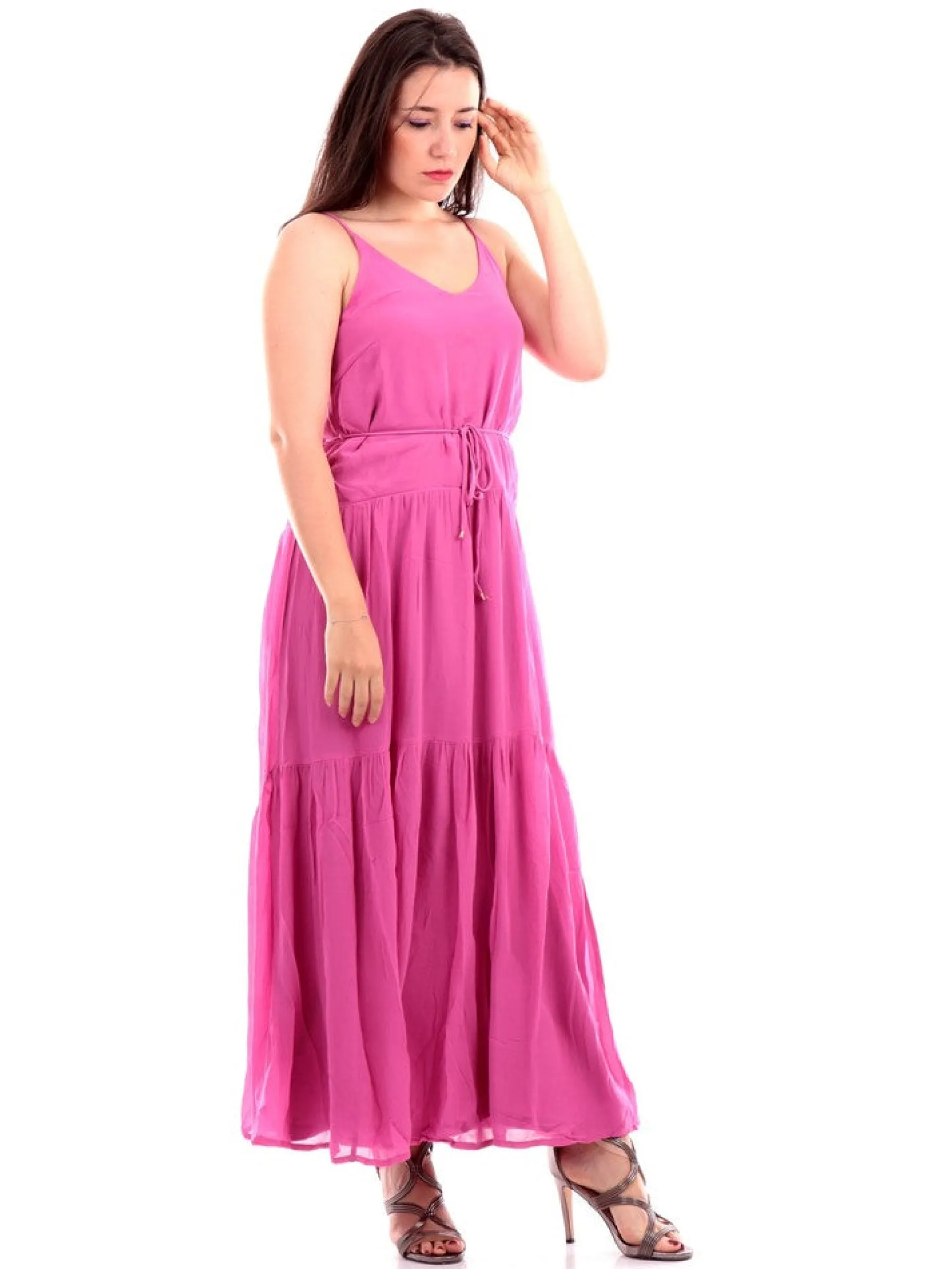 ONLY Vestiti*Vestito Lungo Fucsia Svasato con Bretelle 15255183SUPERPI