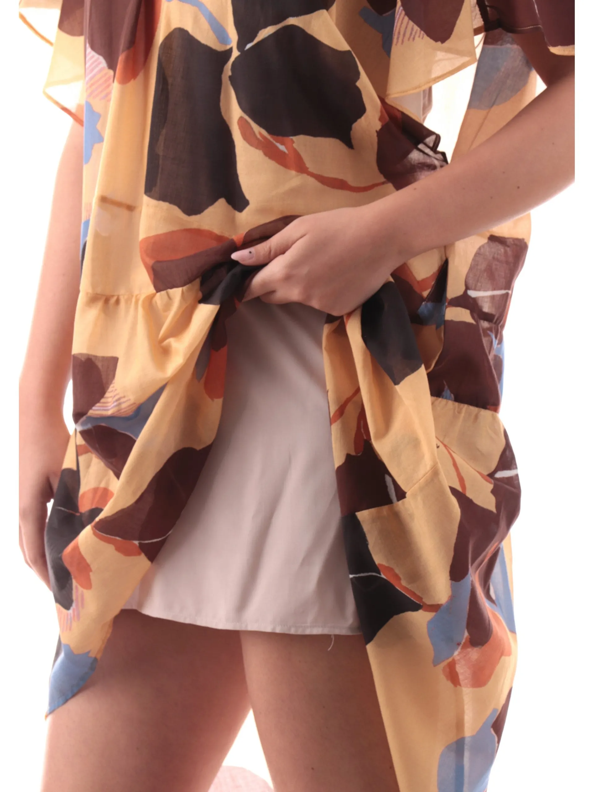 MANILA GRACE Vestiti*Vestito svasato a fantasia Arancione marrone nero A131CSMA002