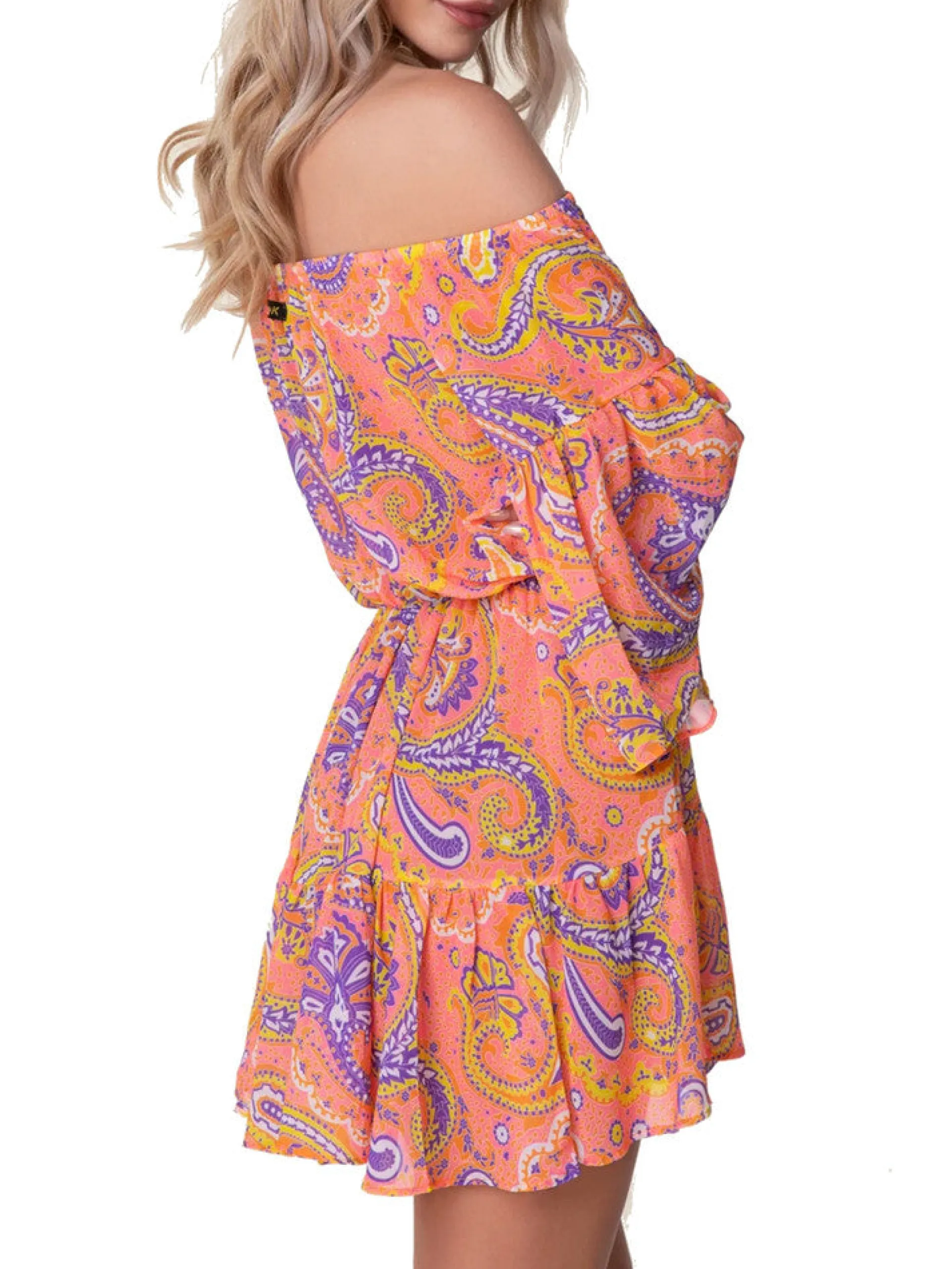EFFEK Vestiti*Vestito mare arancione da donna floreale 1368