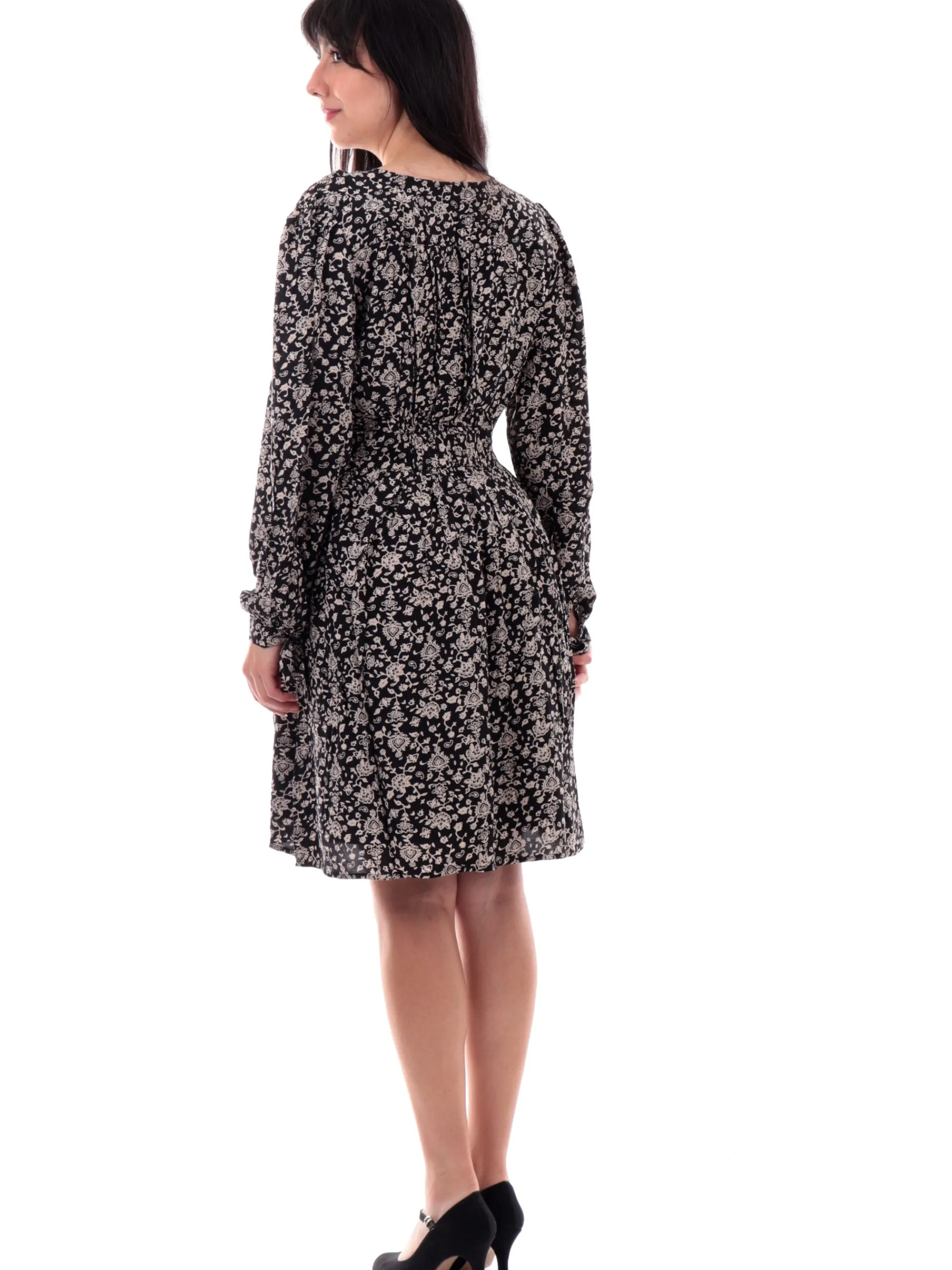 MOLLYBRACKEN Vestiti*Vestito scollo a V Molly Bracken nero da donna camicia bottoni Z522CN