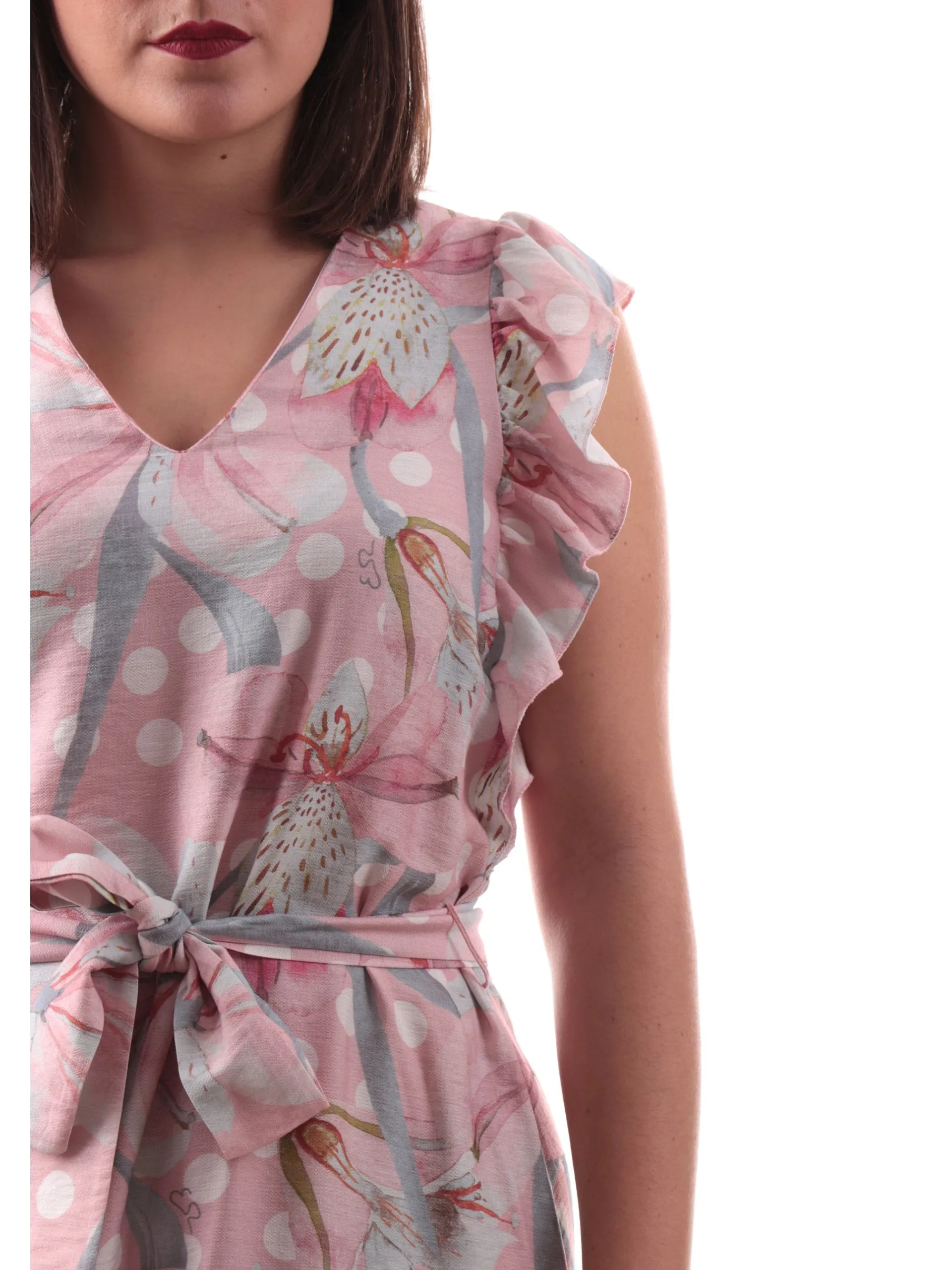 YES ZEE Vestiti*Vestito rosa da donna con scollo a v A207YW00-2425